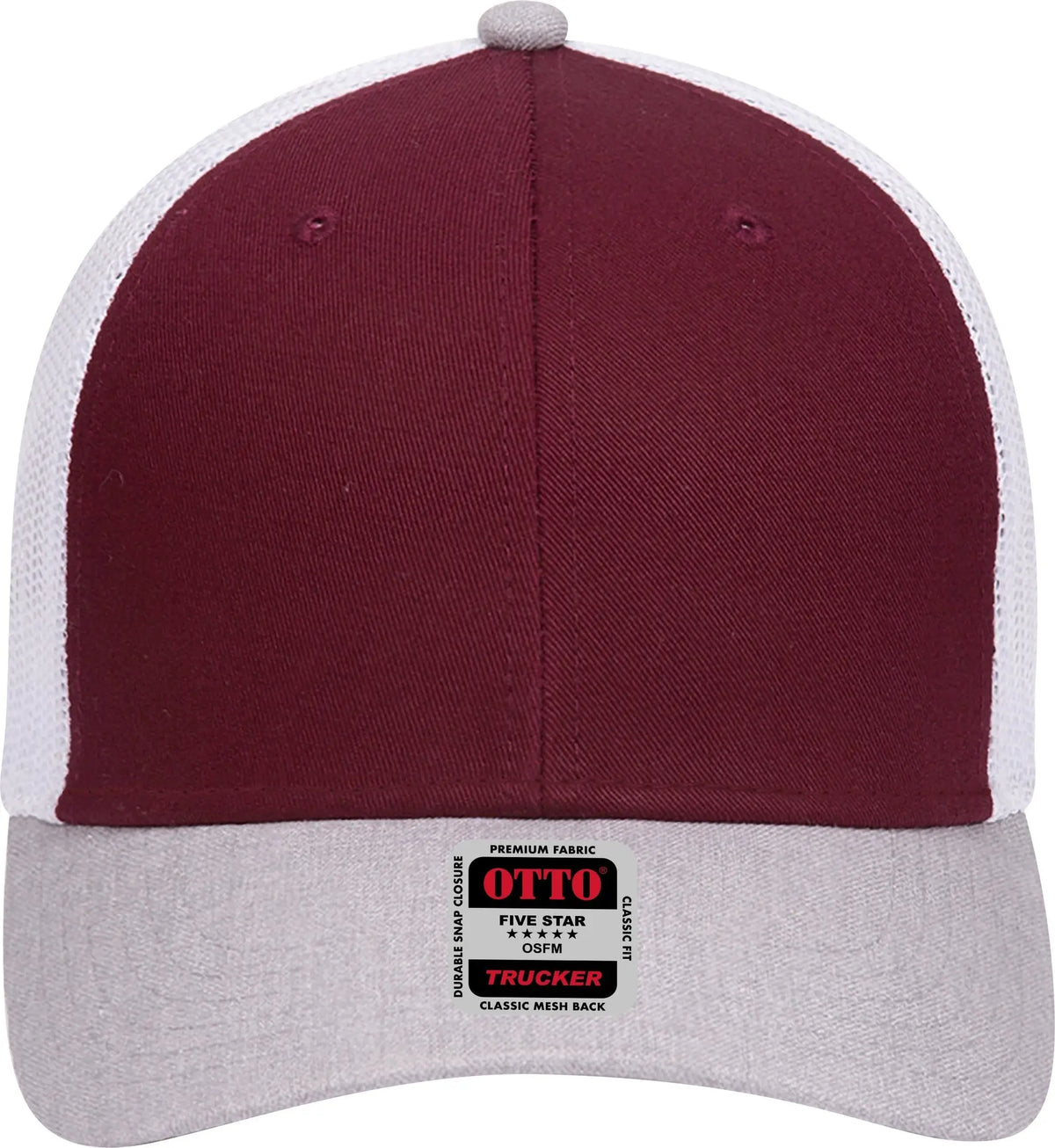 Otto 83-1239 6 Panel Low Profile Mesh Back Trucker Cap - Heathergray/maroon/white - 1/2’’ - 7 5/8’’