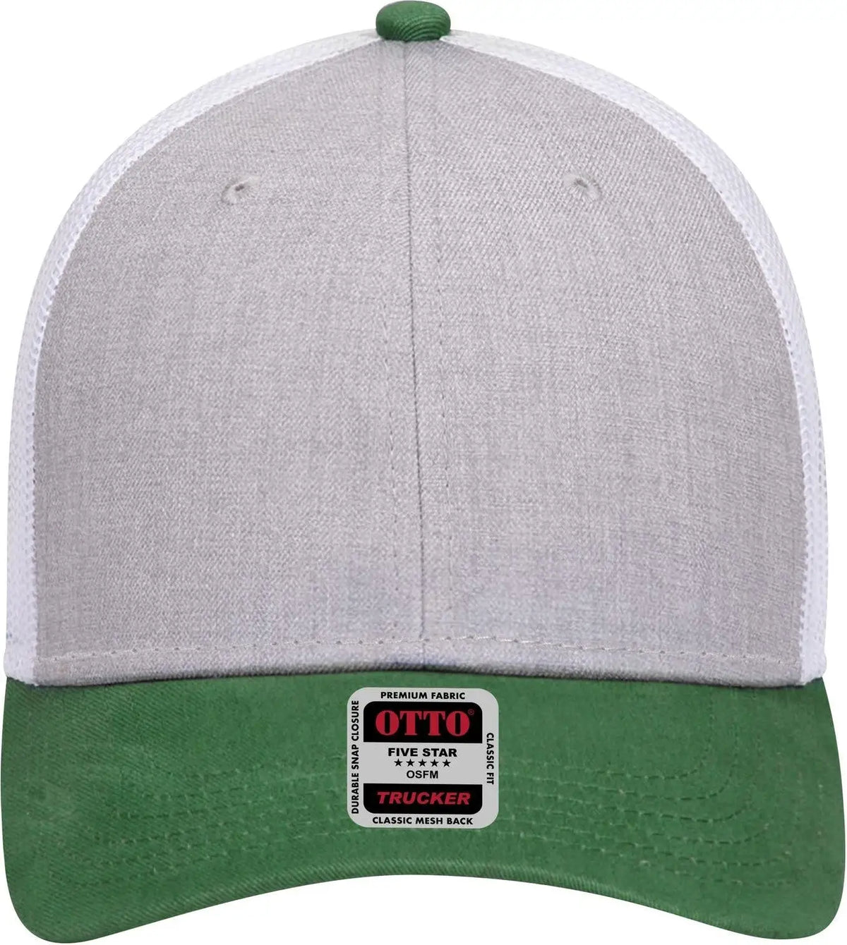 Otto 83-1239 6 Panel Low Profile Mesh Back Trucker Cap - Kelly/heathergray/white - 1/2’’ - 7 5/8’’