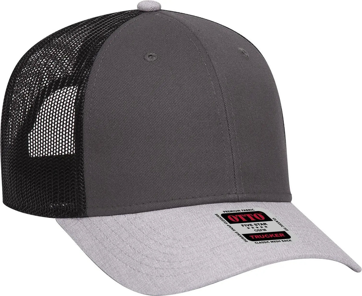 Otto 83-1239 6 Panel Low Profile Mesh Back Trucker Cap - Ht.gray/char.gray/blk - 1/2’’ - 7 5/8’’