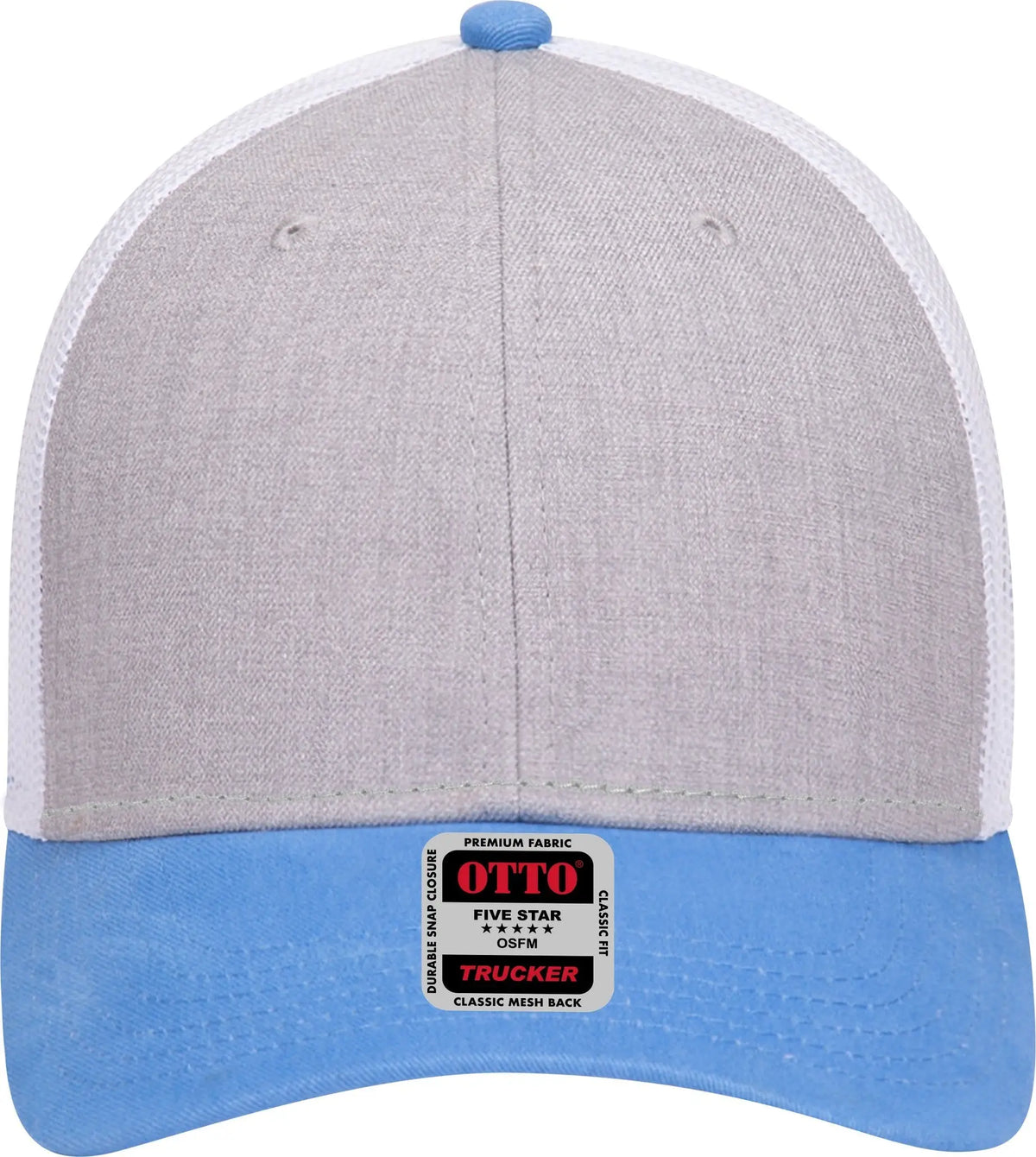 Otto 83-1239 6 Panel Low Profile Mesh Back Trucker Cap - Colombianblue/heathergray/white - 1/2’’ - 7 5/8’’
