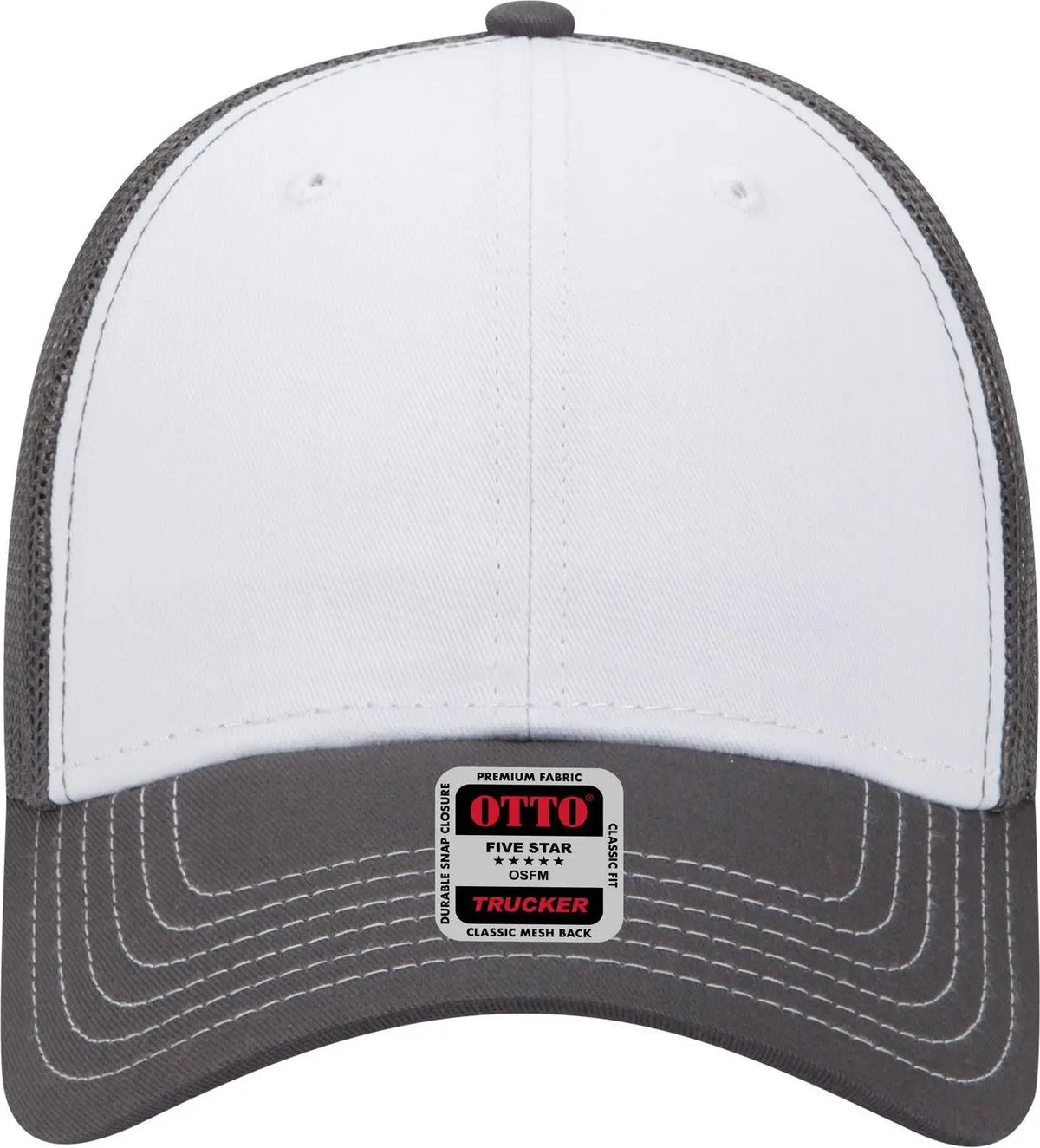 Otto 83-1239 6 Panel Low Profile Mesh Back Trucker Cap - Ch.gry/wht/ch.gry - 1/2’’ - 7 5/8’’