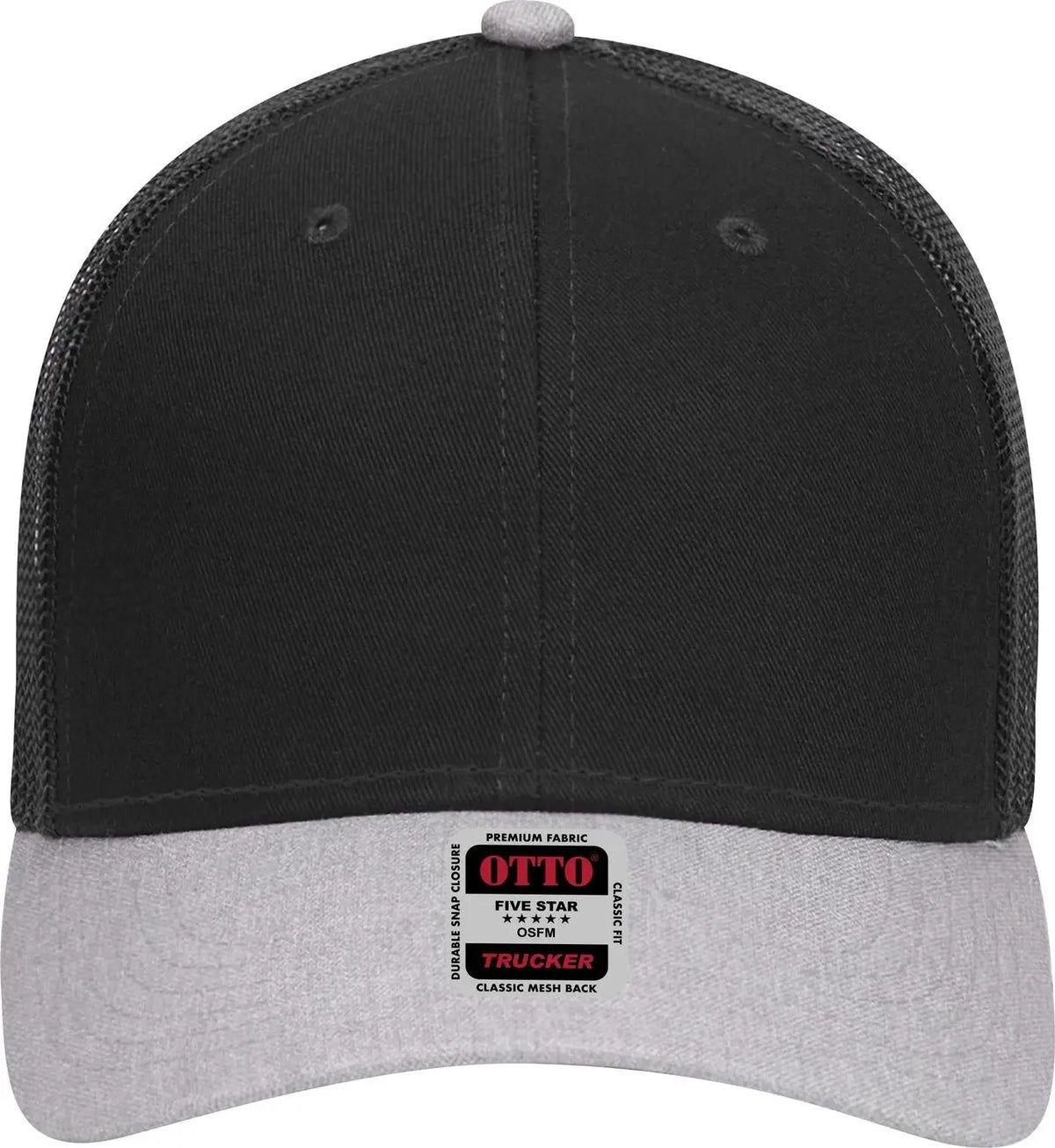 Otto 83-1239 6 Panel Low Profile Mesh Back Trucker Cap - Heathergray/black/black - 1/2’’ - 7 5/8’’