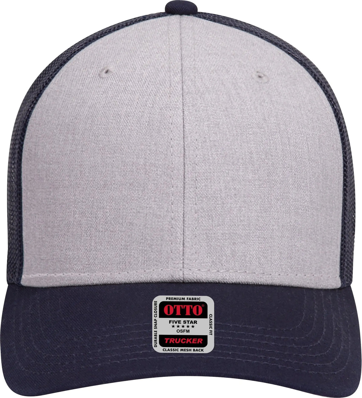 Otto 83-1239 6 Panel Low Profile Mesh Back Trucker Cap - Navy/heathergray/navy - 1/2’’ - 7 5/8’’
