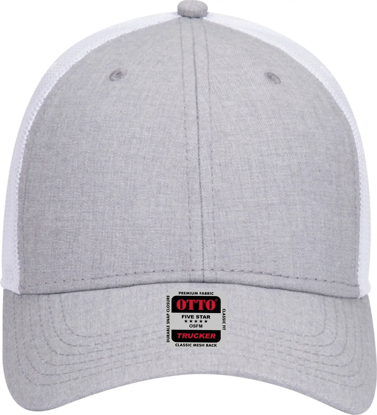 Otto 83-1239 6 Panel Low Profile Mesh Back Trucker Cap - Heathergray/heathergray/white - 1/2’’ - 7 5/8’’