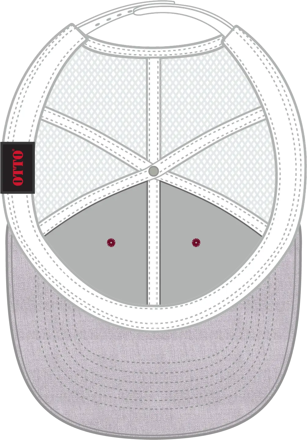 Otto 83-1239 6 Panel Low Profile Mesh Back Trucker Cap - Heathergray/red/white - 1/2’’ - 7 5/8’’