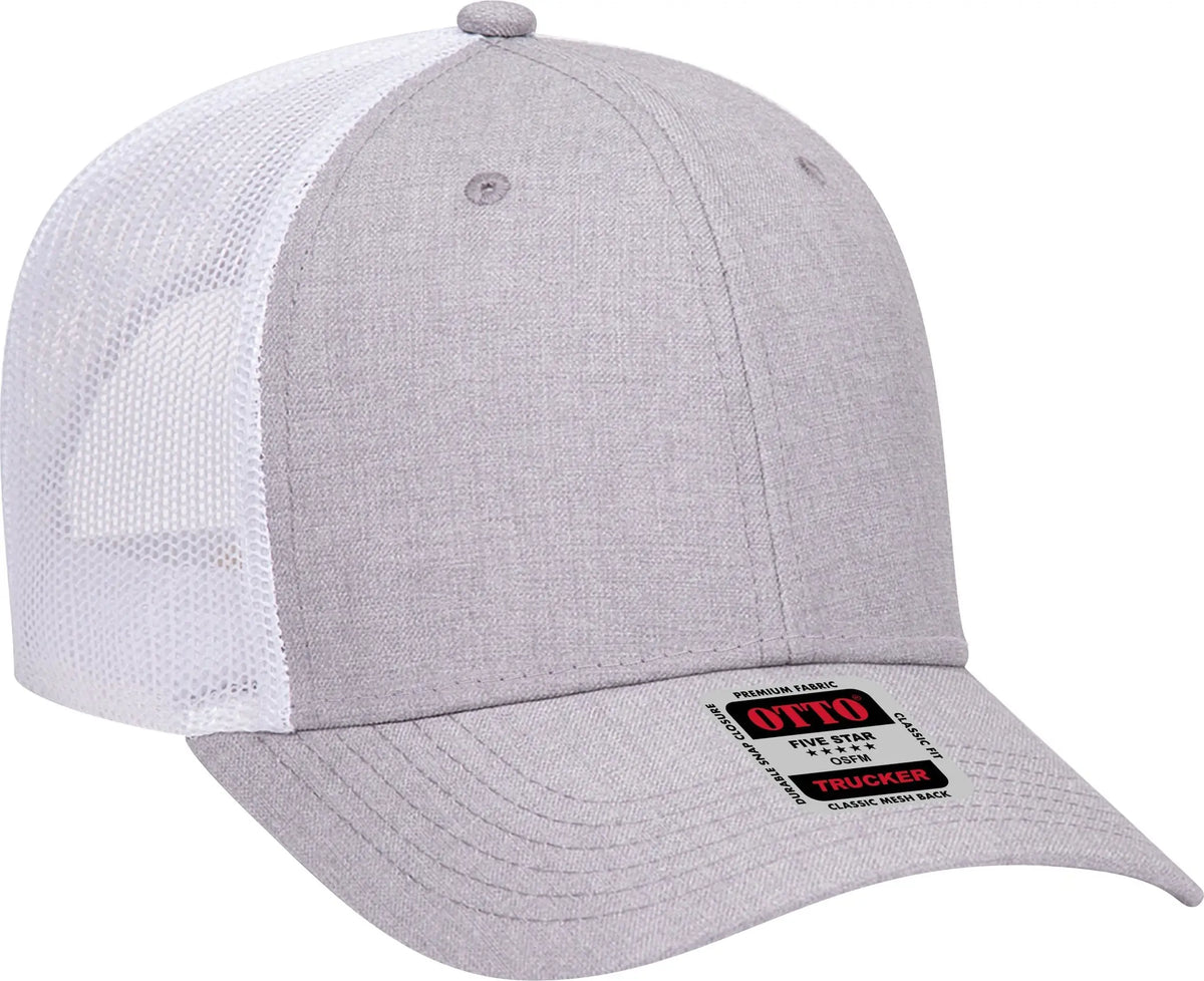 Otto 83-1239 6 Panel Low Profile Mesh Back Trucker Cap - Heathergray/heathergray/white - 1/2’’ - 7 5/8’’