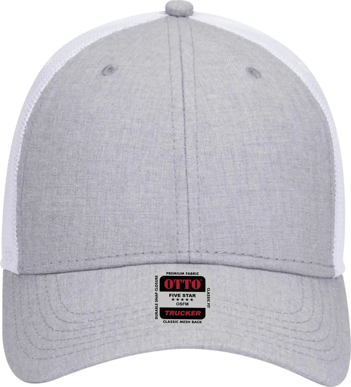Otto 83-1239 6 Panel Low Profile Mesh Back Trucker Cap - Heathergray/heathergray/white - 1/2’’ - 7 5/8’’
