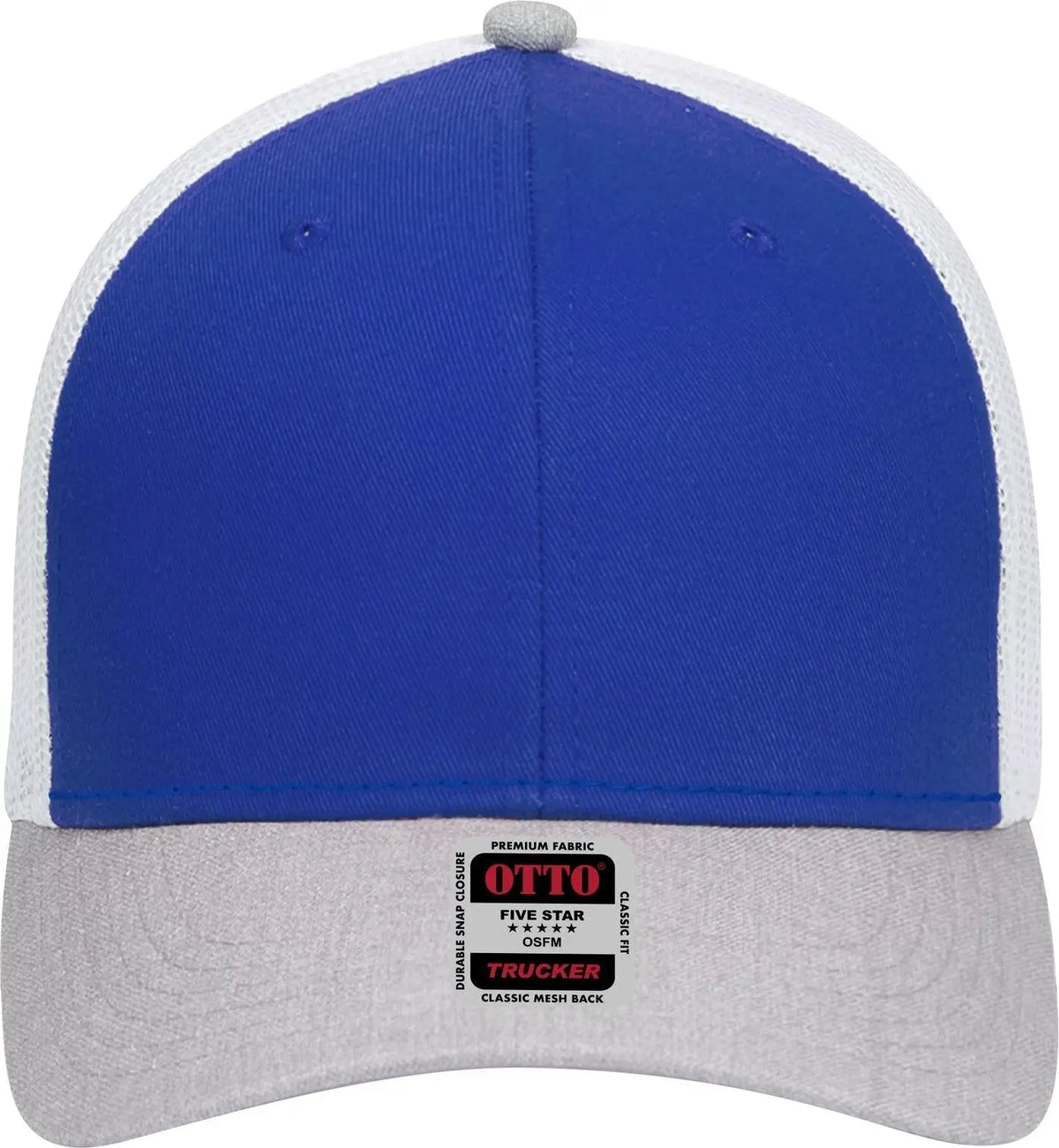 Otto 83-1239 6 Panel Low Profile Mesh Back Trucker Cap - Heathergray/royal/white - 1/2’’ - 7 5/8’’