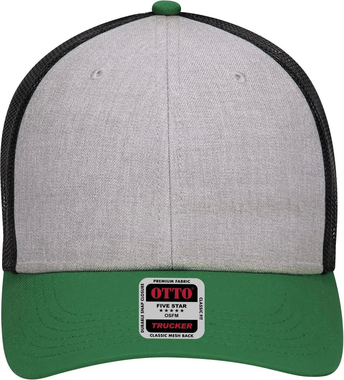 Otto 83-1239 6 Panel Low Profile Mesh Back Trucker Cap - Kelly/heathergray/black - 1/2’’ - 7 5/8’’