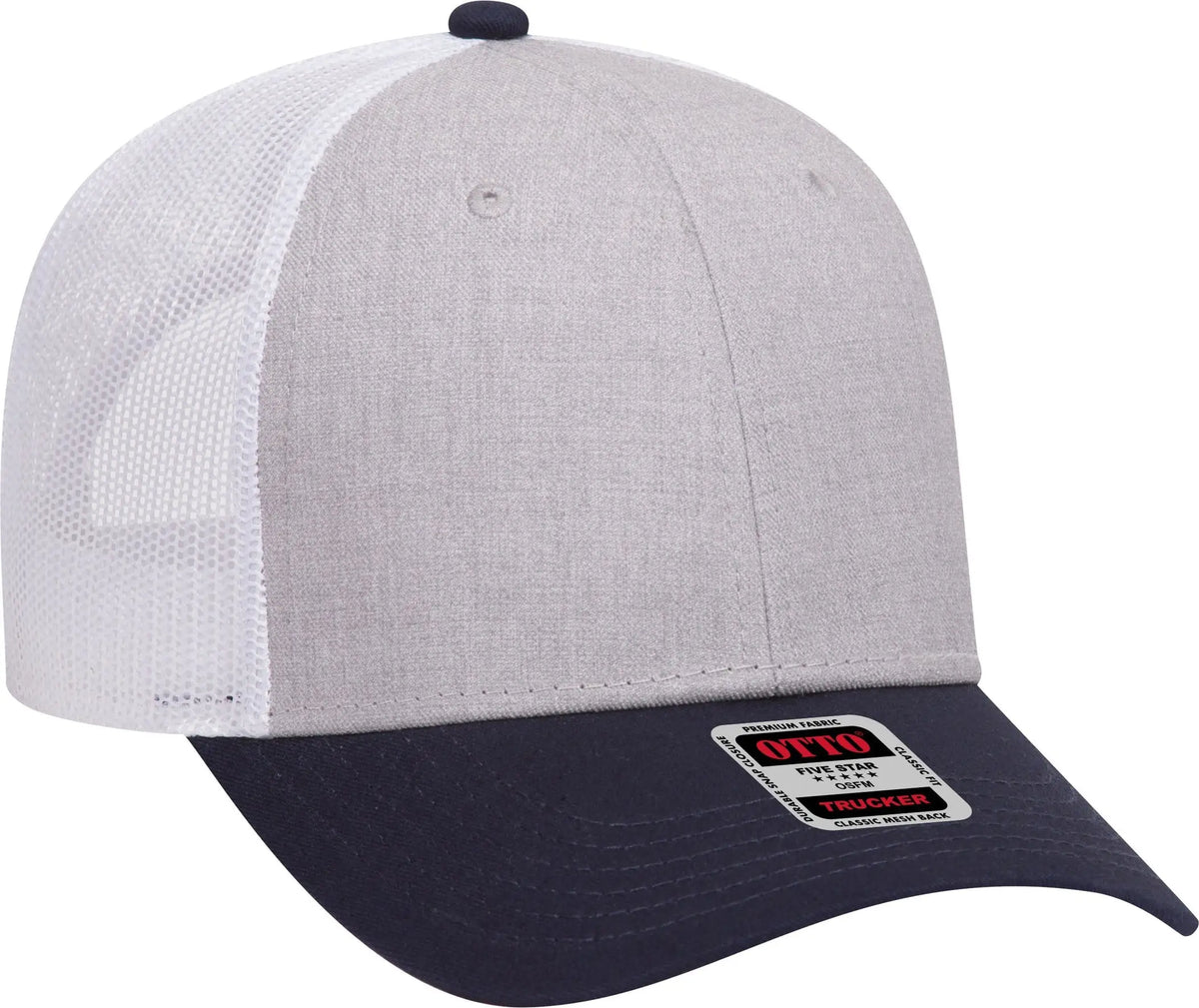 Otto 83-1239 6 Panel Low Profile Mesh Back Trucker Cap - Navy/heathergray/white - 1/2’’ - 7 5/8’’