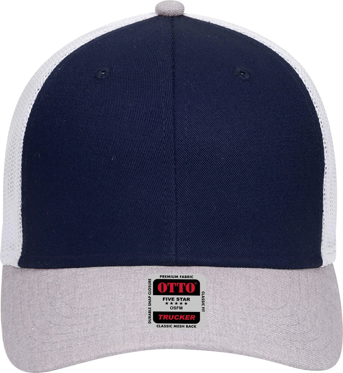 Otto 83-1239 6 Panel Low Profile Mesh Back Trucker Cap - Heathergray/navy/white - 1/2’’ - 7 5/8’’