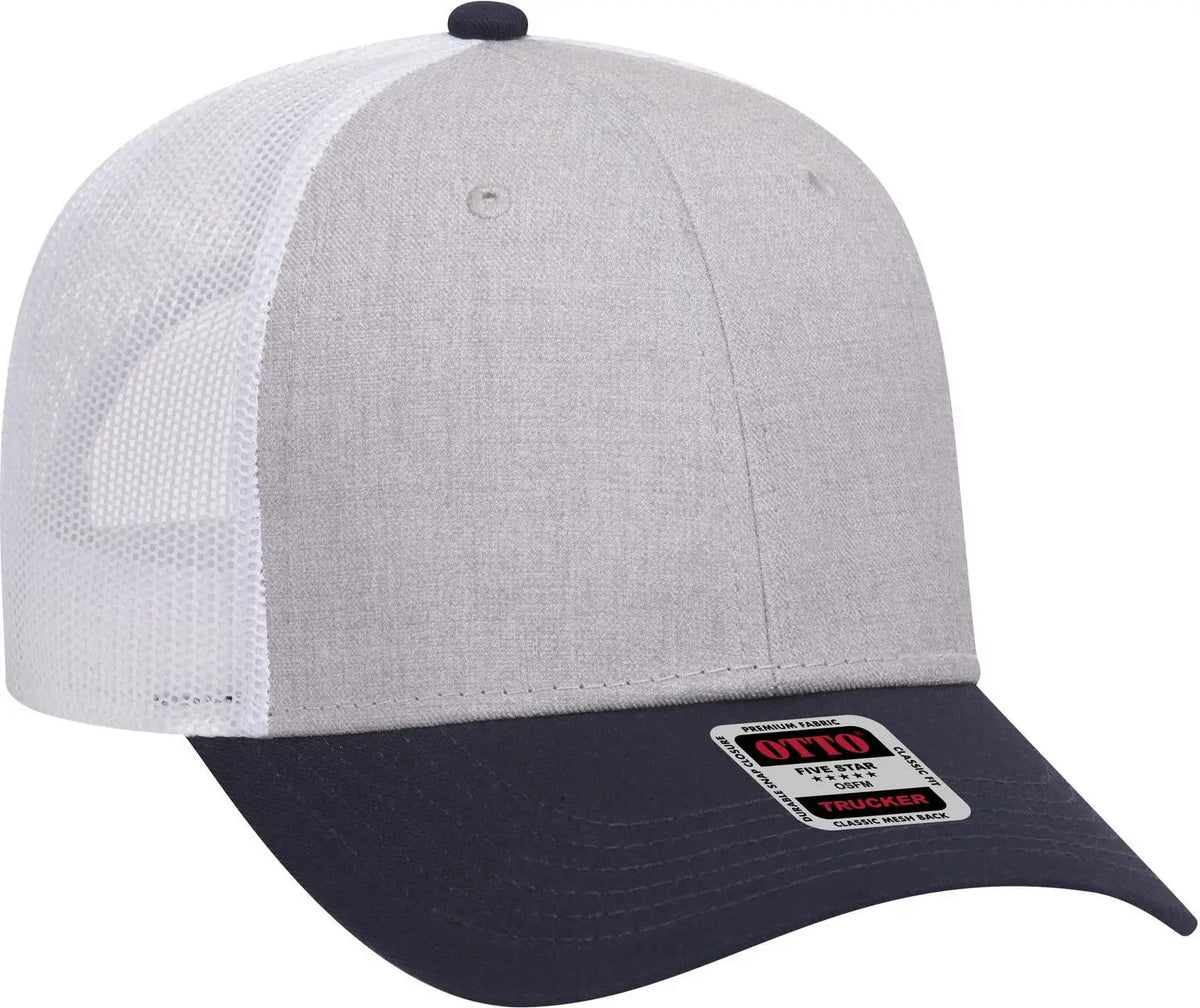 Otto 83-1239 6 Panel Low Profile Mesh Back Trucker Cap - Navy/heathergray/white - 1/2’’ - 7 5/8’’