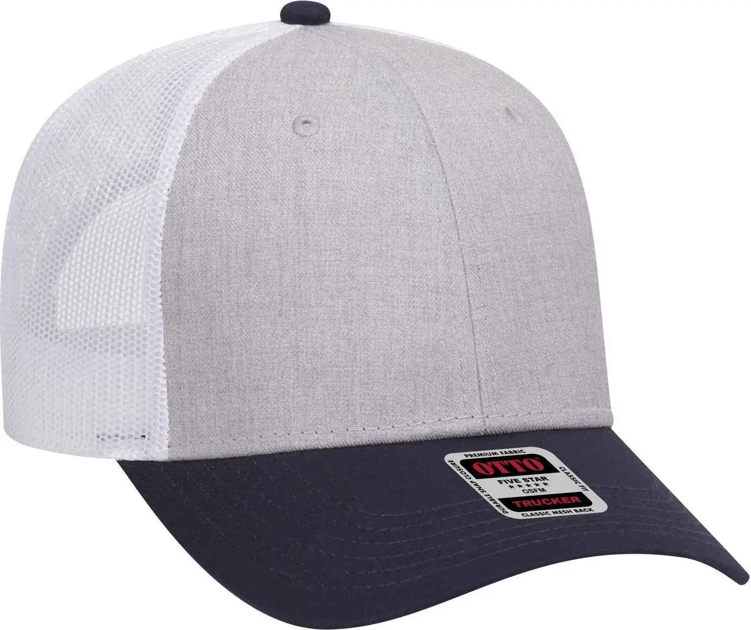 Otto 83-1239 6 Panel Low Profile Mesh Back Trucker Cap - Navy/heathergray/white - 1/2’’ - 7 5/8’’