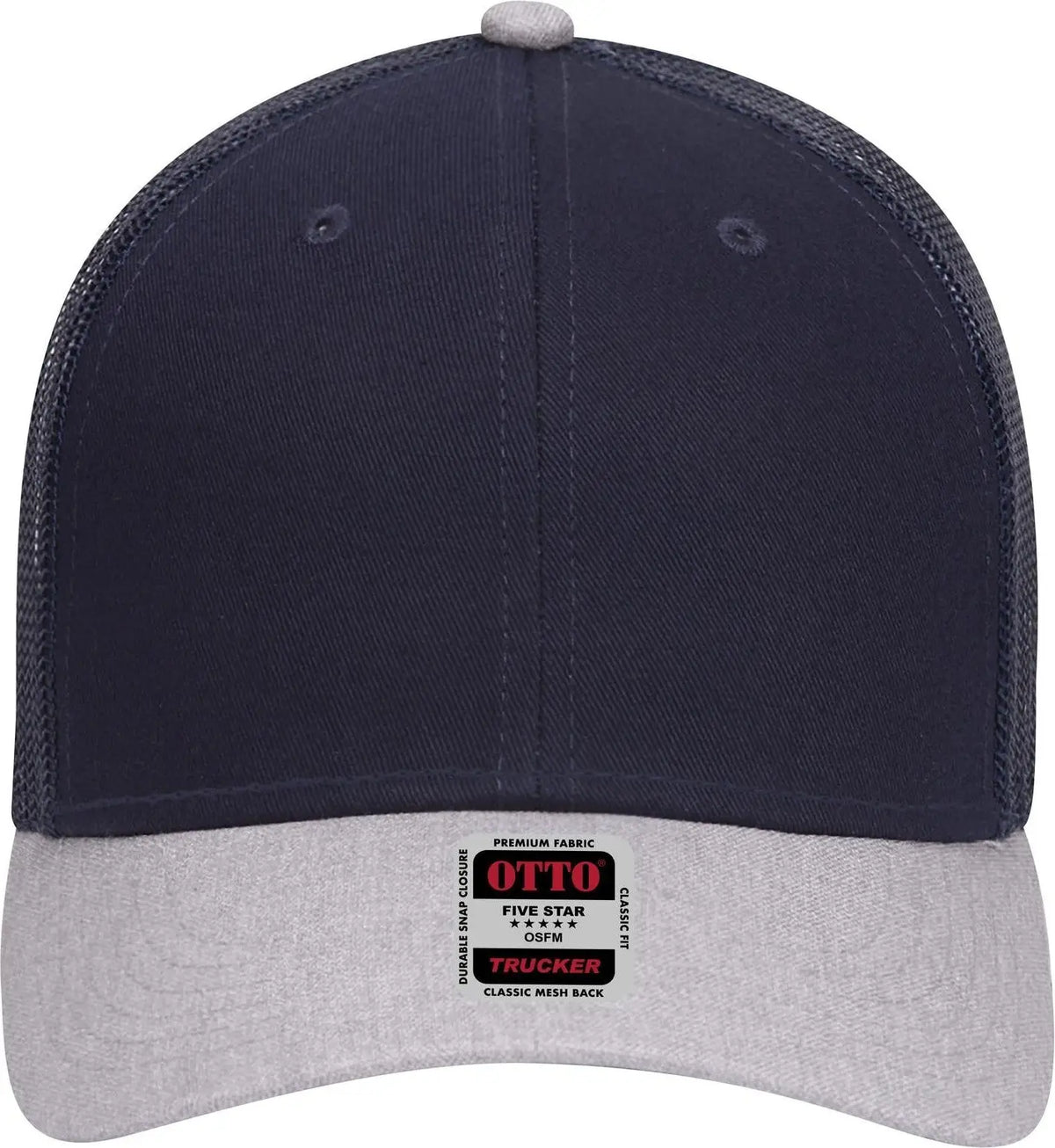 Otto 83-1239 6 Panel Low Profile Mesh Back Trucker Cap - Heathergray/navy/navy - 1/2’’ - 7 5/8’’