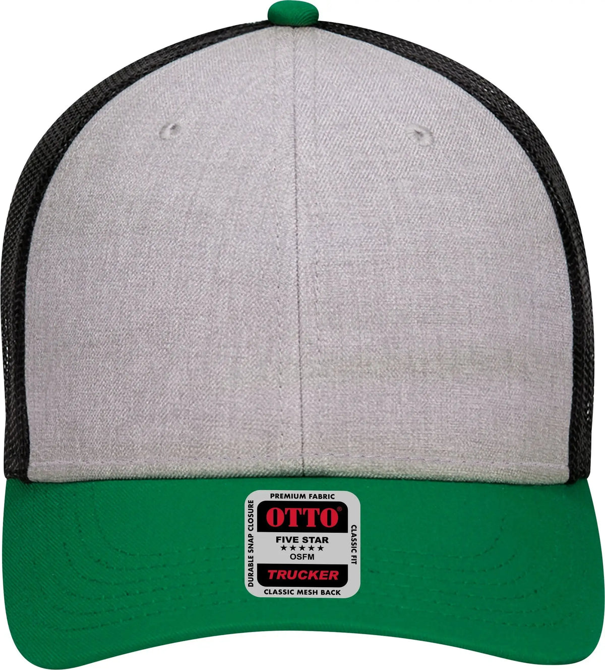 Otto 83-1239 6 Panel Low Profile Mesh Back Trucker Cap - Kelly/heathergray/black - 1/2’’ - 7 5/8’’