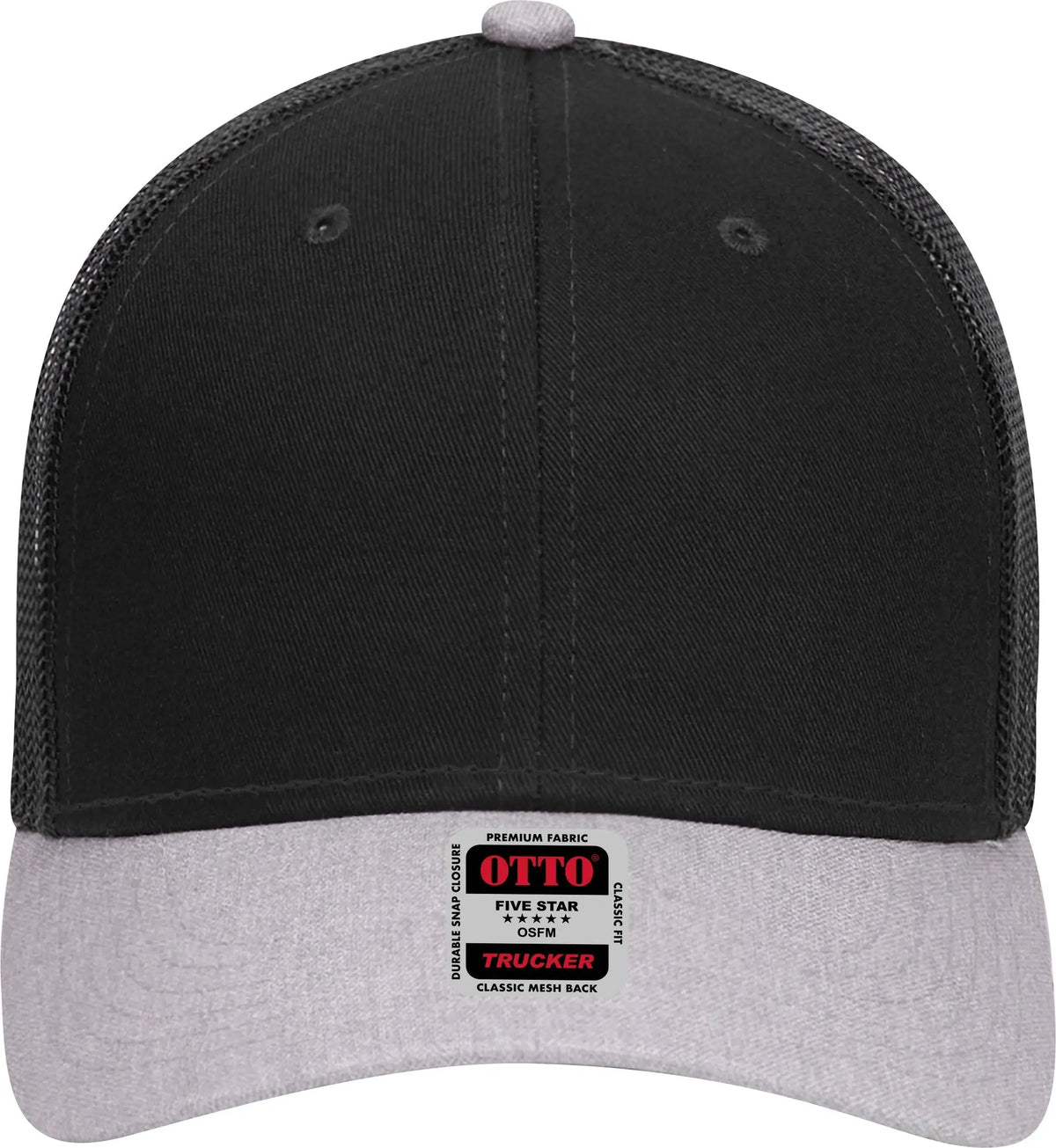 Otto 83-1239 6 Panel Low Profile Mesh Back Trucker Cap - Heathergray/black/black - 1/2’’ - 7 5/8’’