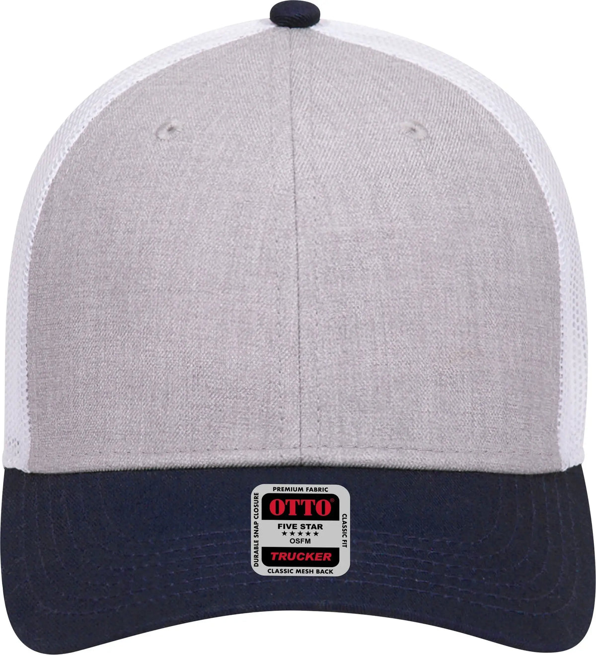 Otto 83-1239 6 Panel Low Profile Mesh Back Trucker Cap - Navy/heathergray/white - 1/2’’ - 7 5/8’’
