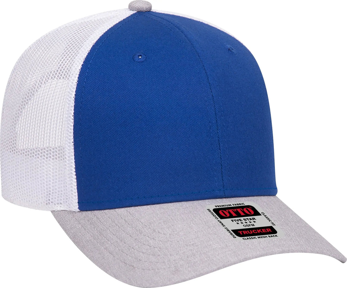 Otto 83-1239 6 Panel Low Profile Mesh Back Trucker Cap - Heathergray/royal/white - 1/2’’ - 7 5/8’’