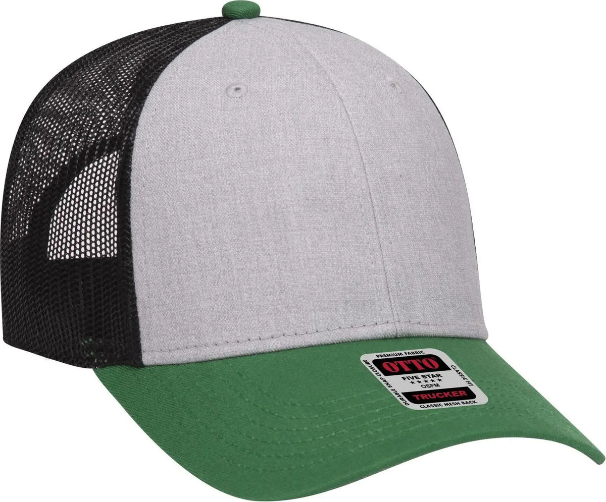 Otto 83-1239 6 Panel Low Profile Mesh Back Trucker Cap - Kelly/heathergray/black - 1/2’’ - 7 5/8’’