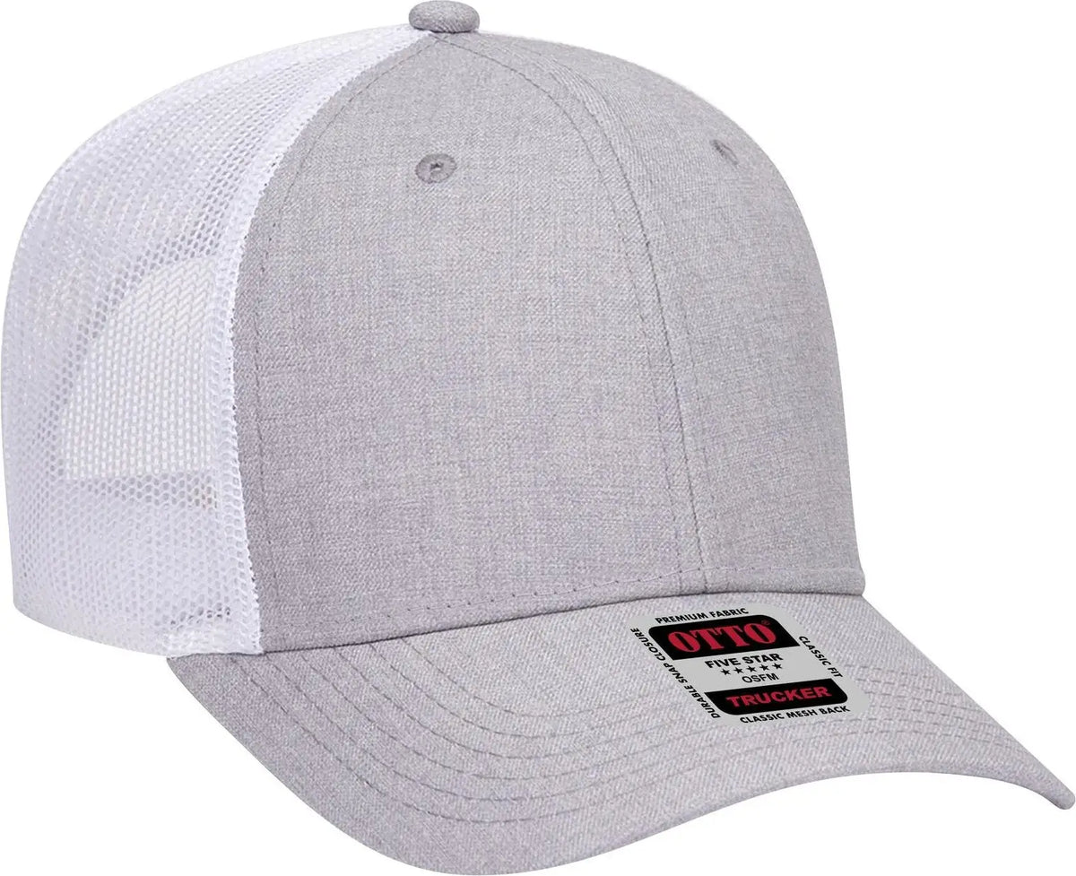 Otto 83-1239 6 Panel Low Profile Mesh Back Trucker Cap - Heathergray/heathergray/white - 1/2’’ - 7 5/8’’
