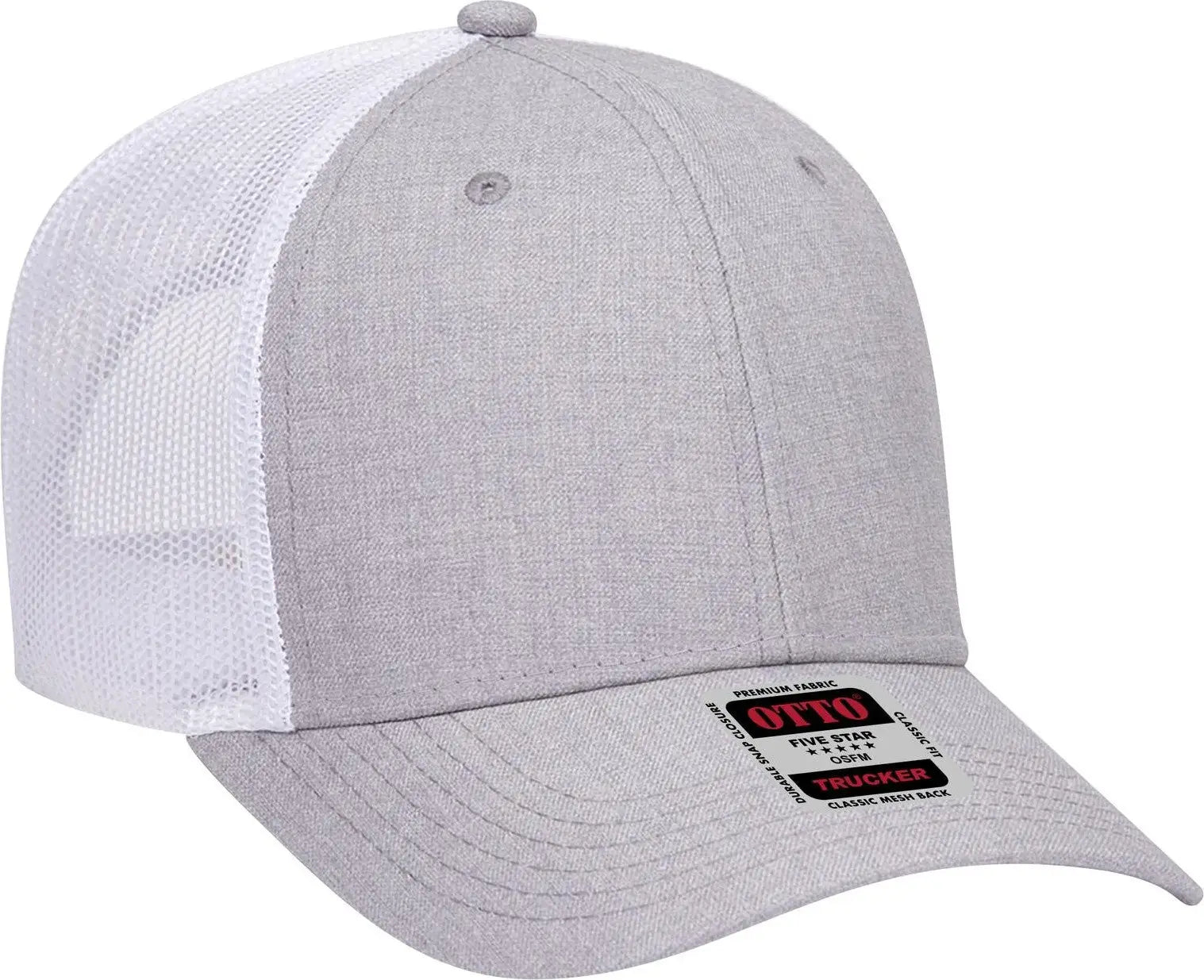 Otto 83-1239 6 Panel Low Profile Mesh Back Trucker Cap - Heathergray/heathergray/white - 1/2’’ - 7 5/8’’