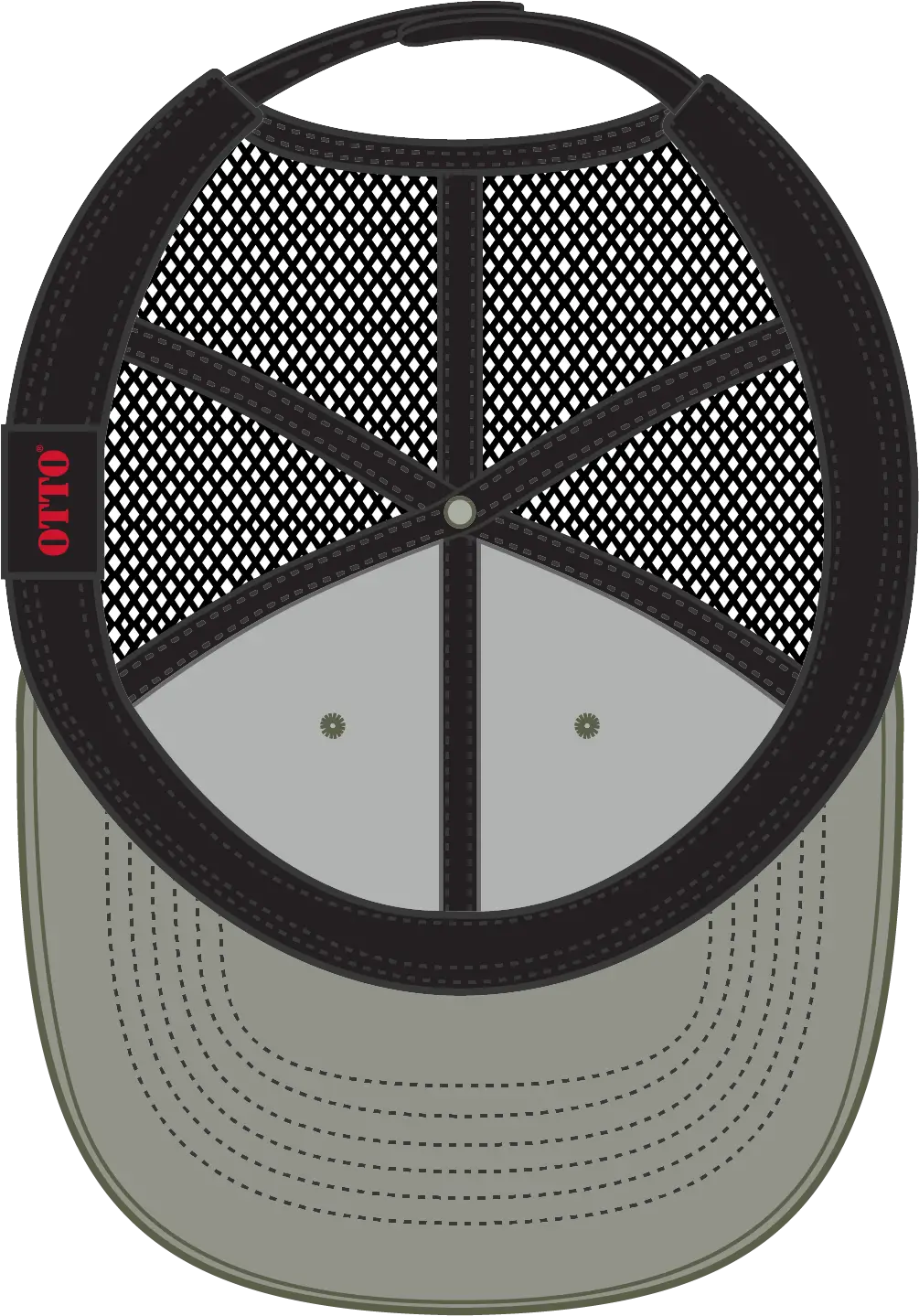 Otto 83-1239 6 Panel Low Profile Mesh Back Trucker Cap - Ol.grn/ol.grn/blk - 1/2’’ - 7 5/8’’