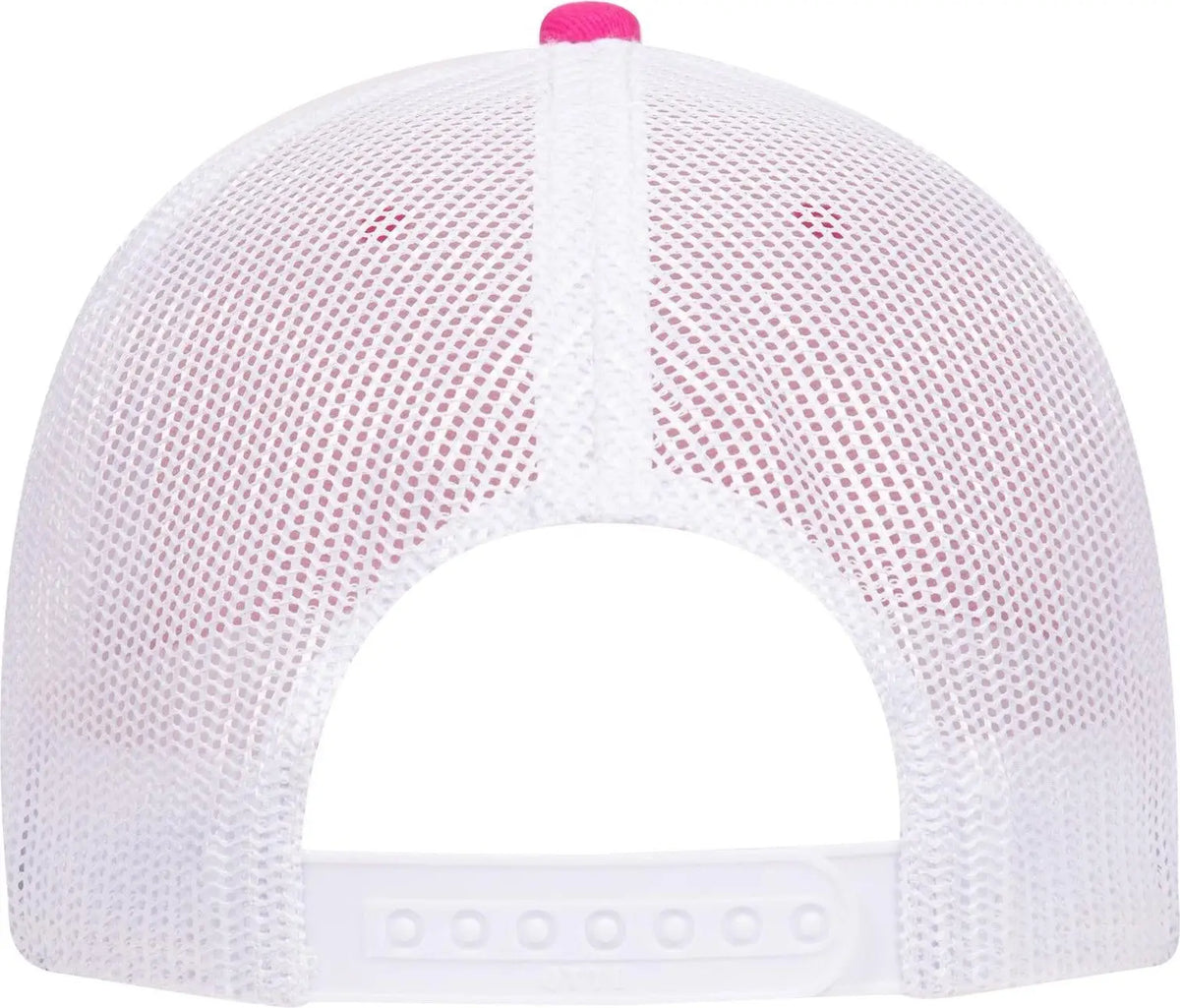Otto 83-1239 6 Panel Low Profile Mesh Back Trucker Cap - H.pnk/h.pnk/wht - 1/2’’ - 7 5/8’’