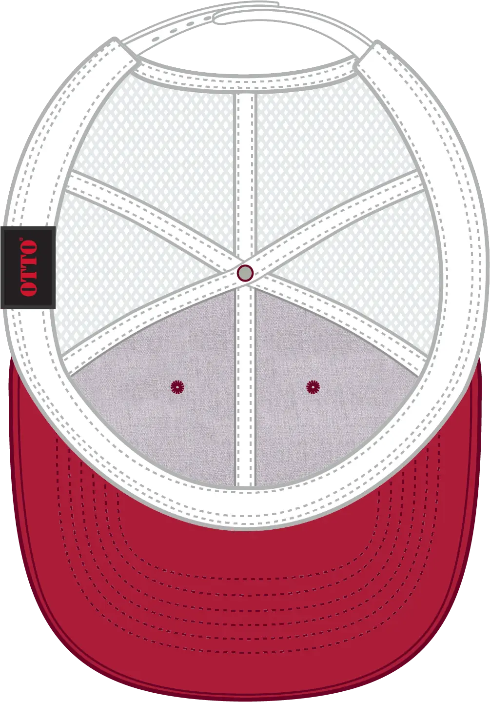 Otto 83-1239 6 Panel Low Profile Mesh Back Trucker Cap - Red/heathergry/white - 1/2’’ - 7 5/8’’