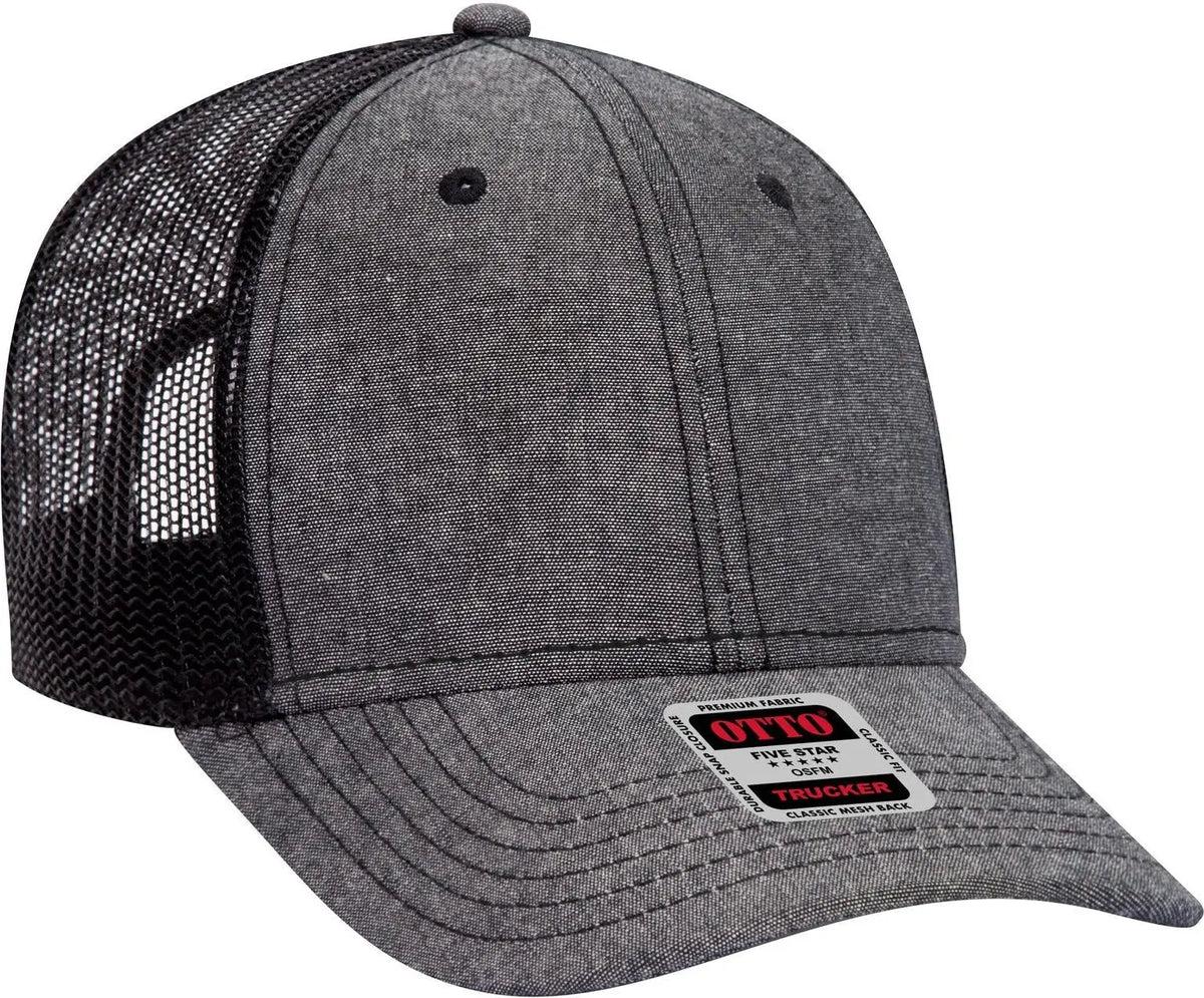 Otto 83-1239 6 Panel Low Profile Mesh Back Trucker Cap - Black - 1/2’’ - 7 5/8’’
