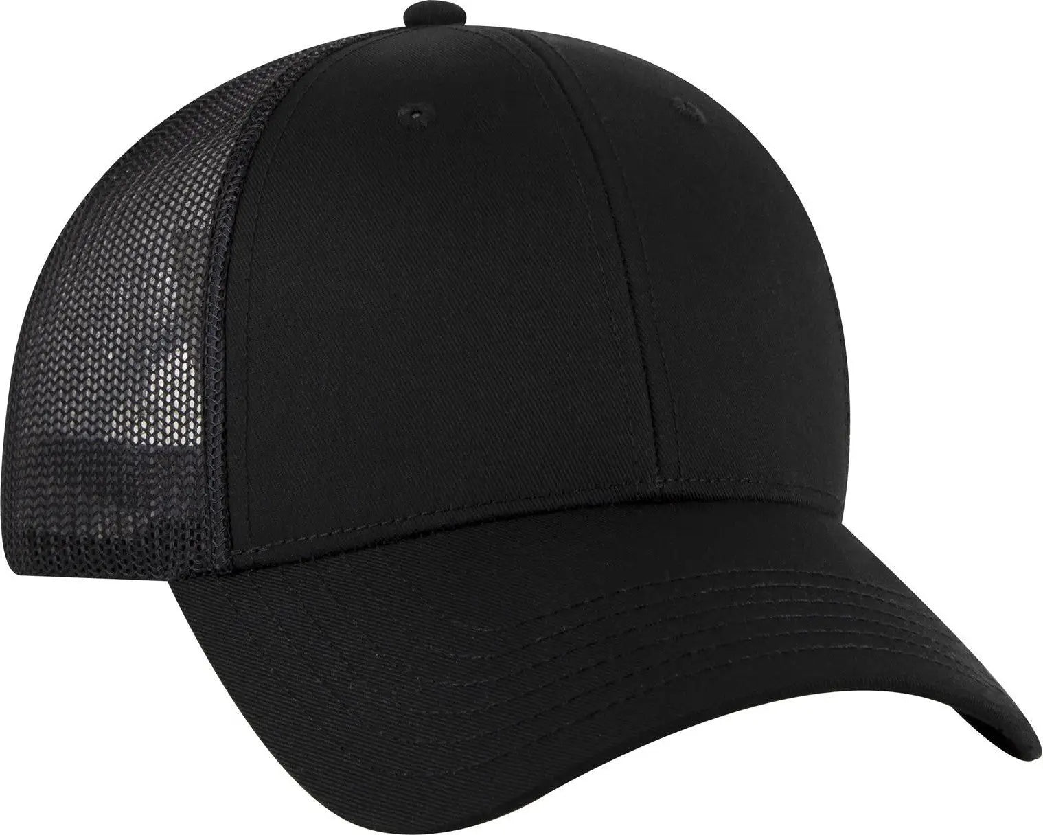 Otto 83-1239 6 Panel Low Profile Mesh Back Trucker Cap - Black - 1/2’’ - 7 5/8’’
