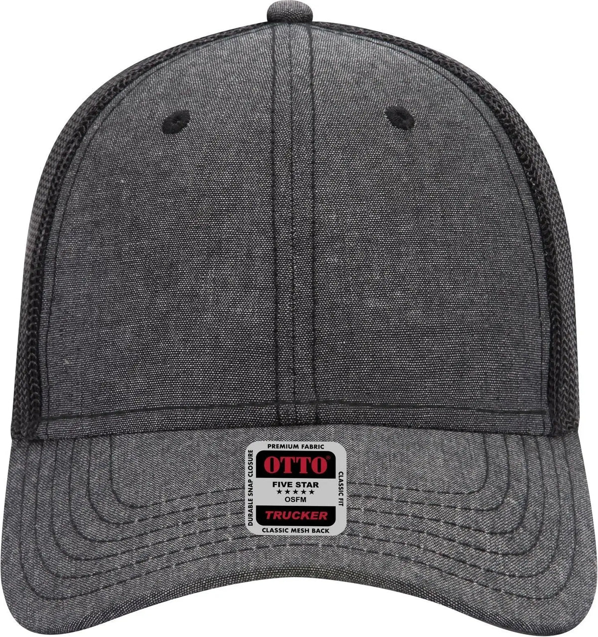 Otto 83-1239 6 Panel Low Profile Mesh Back Trucker Cap - Black - 1/2’’ - 7 5/8’’