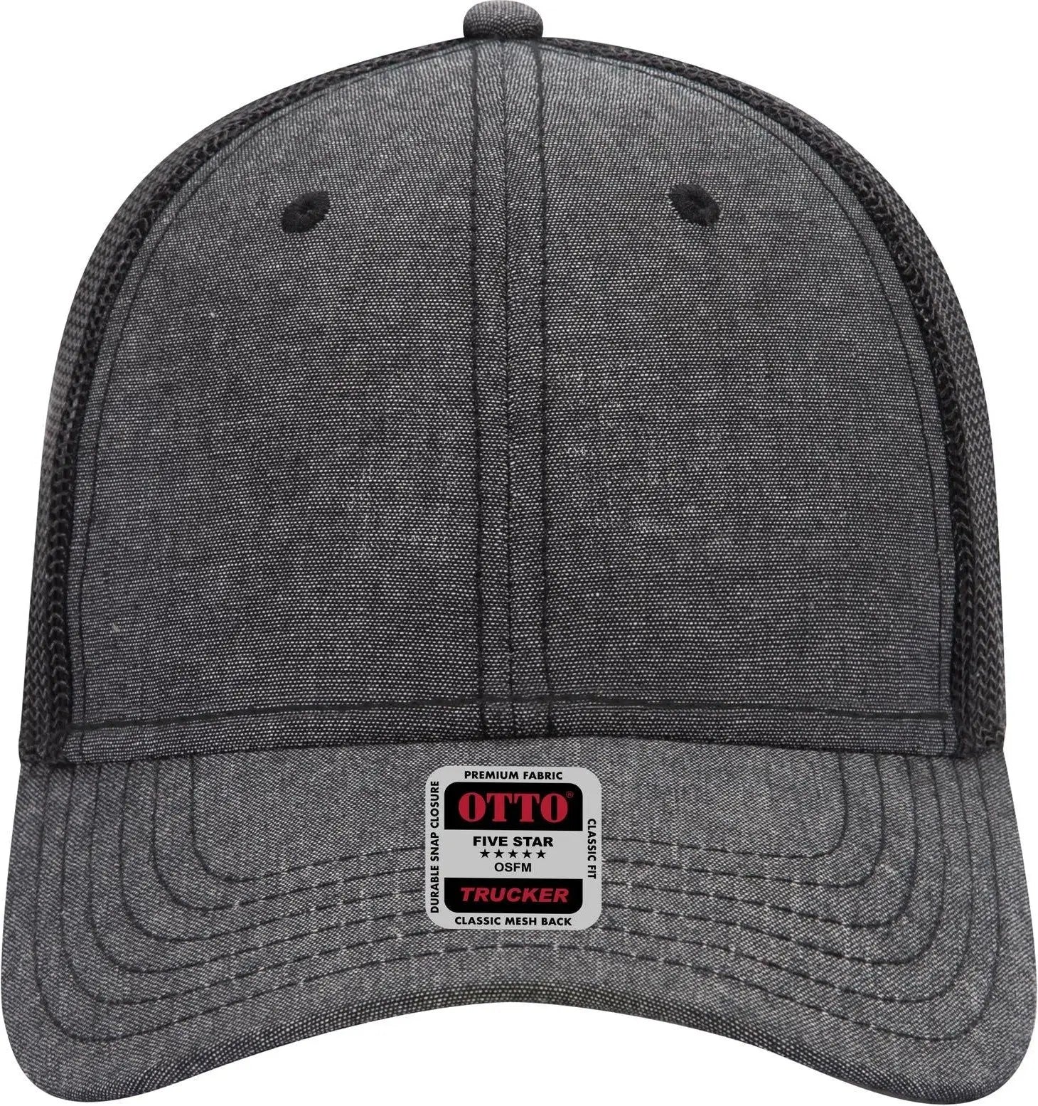 Otto 83-1239 6 Panel Low Profile Mesh Back Trucker Cap - Black - 1/2’’ - 7 5/8’’