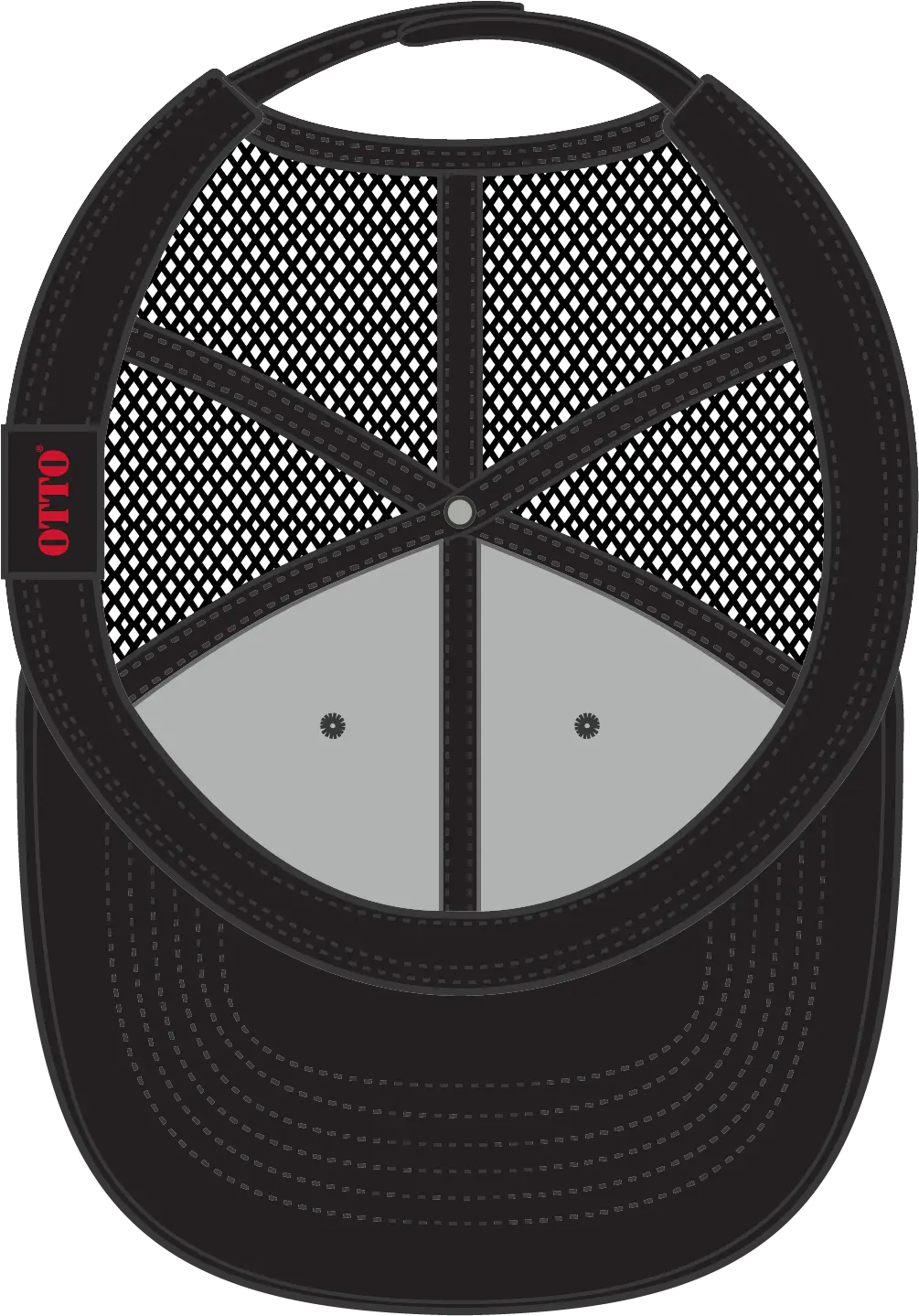 Otto 83-1239 6 Panel Low Profile Mesh Back Trucker Cap - Black - 1/2’’ - 7 5/8’’