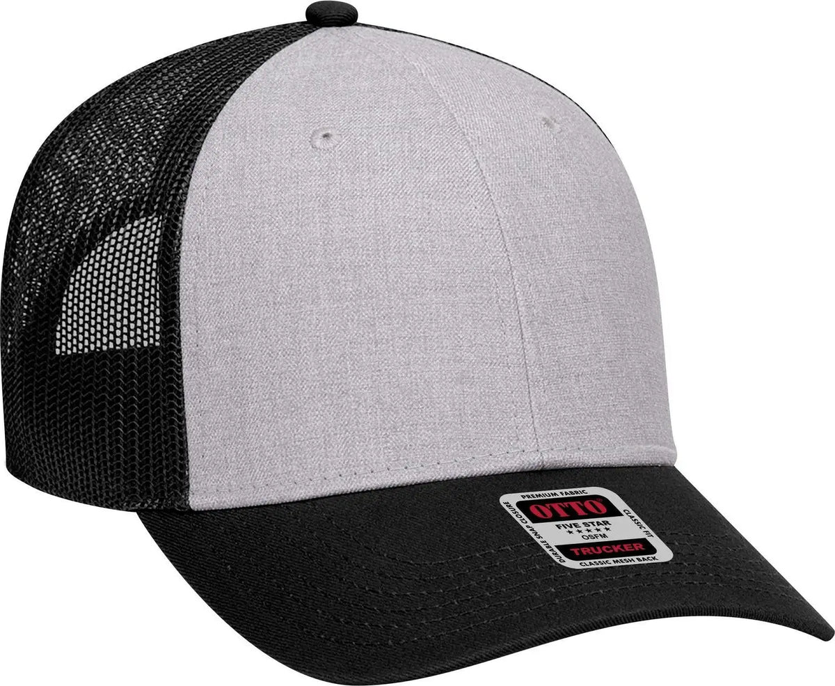 Otto 83-1239 6 Panel Low Profile Mesh Back Trucker Cap - Black/heather Gray/black - 1/2’’ - 7 5/8’’
