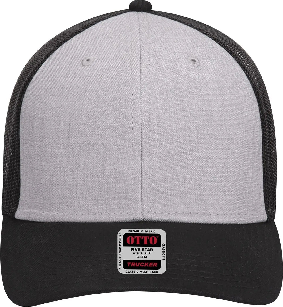 Otto 83-1239 6 Panel Low Profile Mesh Back Trucker Cap - Black/heather Gray/black - 1/2’’ - 7 5/8’’