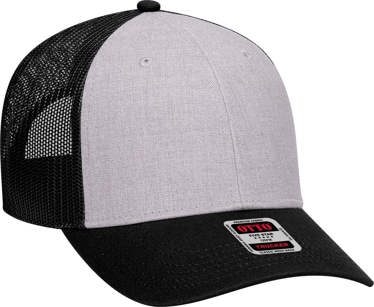Otto 83-1239 6 Panel Low Profile Mesh Back Trucker Cap - Black/heather Gray/black - 1/2’’ - 7 5/8’’