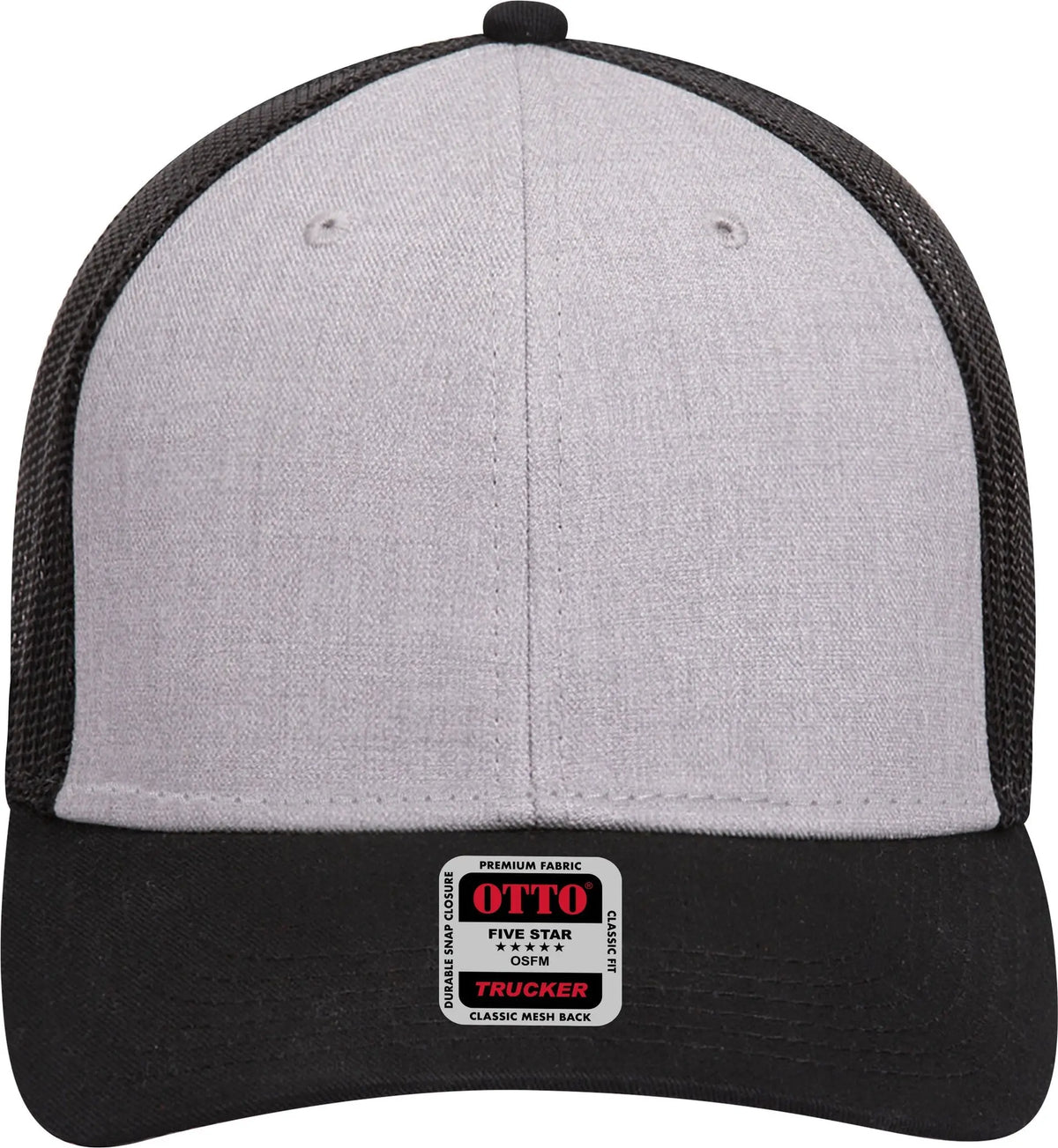 Otto 83-1239 6 Panel Low Profile Mesh Back Trucker Cap - Black/heather Gray/black - 1/2’’ - 7 5/8’’