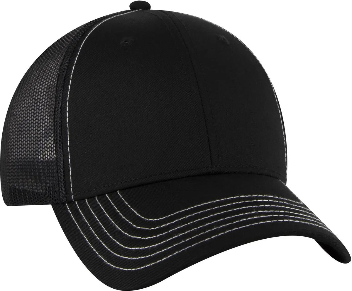 Otto 83-1239 6 Panel Low Profile Mesh Back Trucker Cap - Black