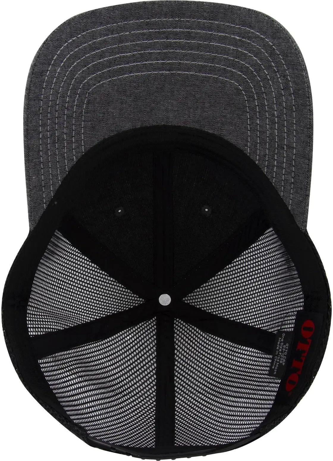 Otto 83-1239 6 Panel Low Profile Mesh Back Trucker Cap - Blk - 1/2’’ - 7 5/8’’