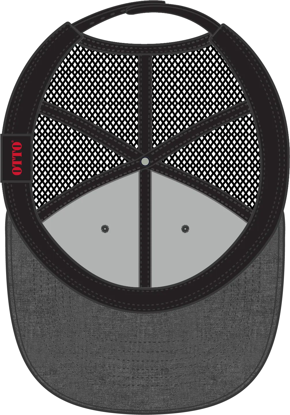 Otto 83-1239 6 Panel Low Profile Mesh Back Trucker Cap - Blk - 1/2’’ - 7 5/8’’