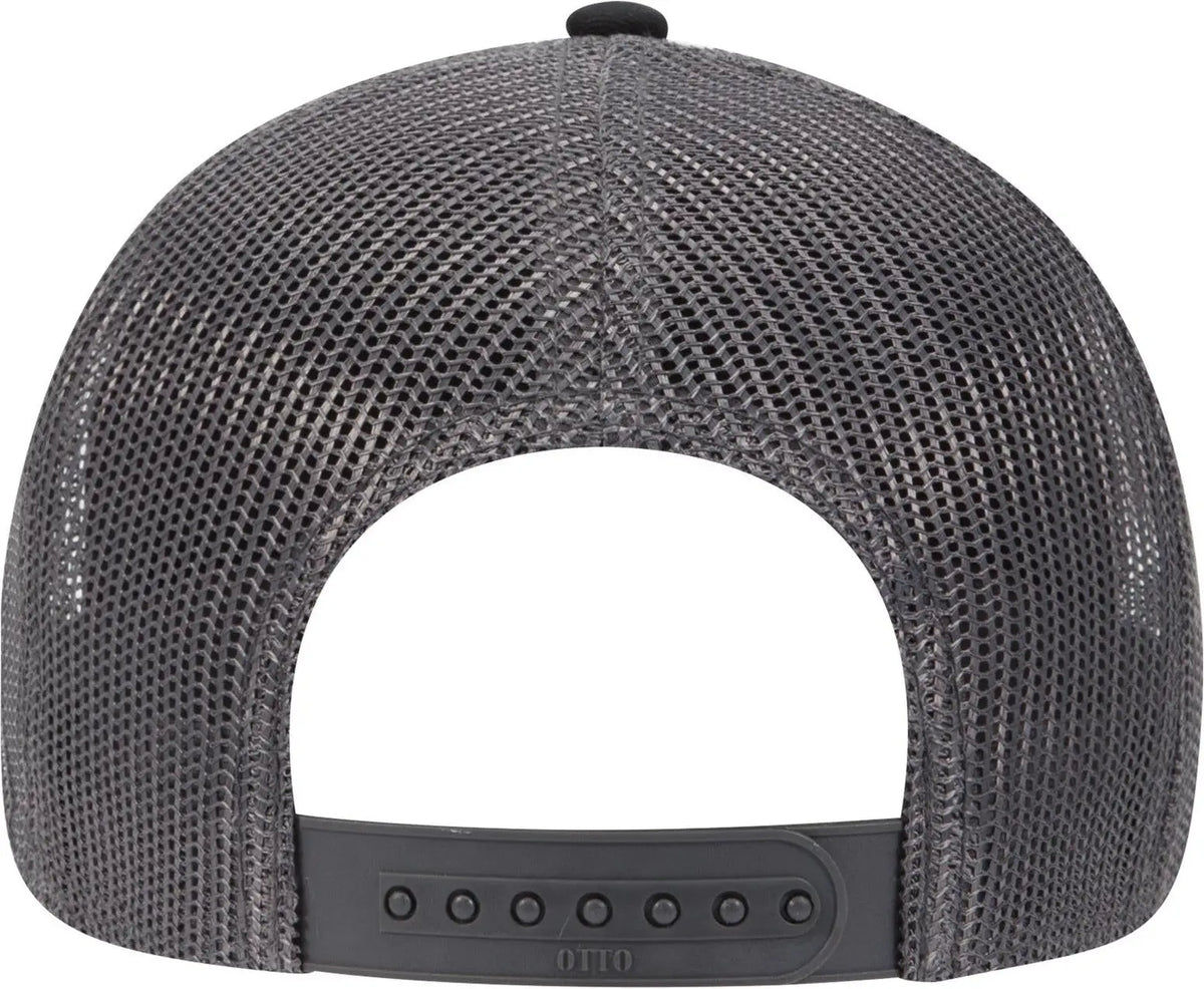 Otto 83-1239 6 Panel Low Profile Mesh Back Trucker Cap - Blk/blk/ch.gry - 1/2’’ - 7 5/8’’