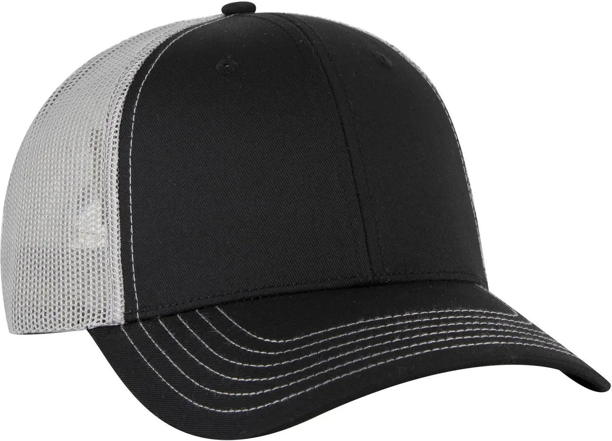 Otto 83-1239 6 Panel Low Profile Mesh Back Trucker Cap - Blk/blk/gry - 1/2’’ - 7 5/8’’