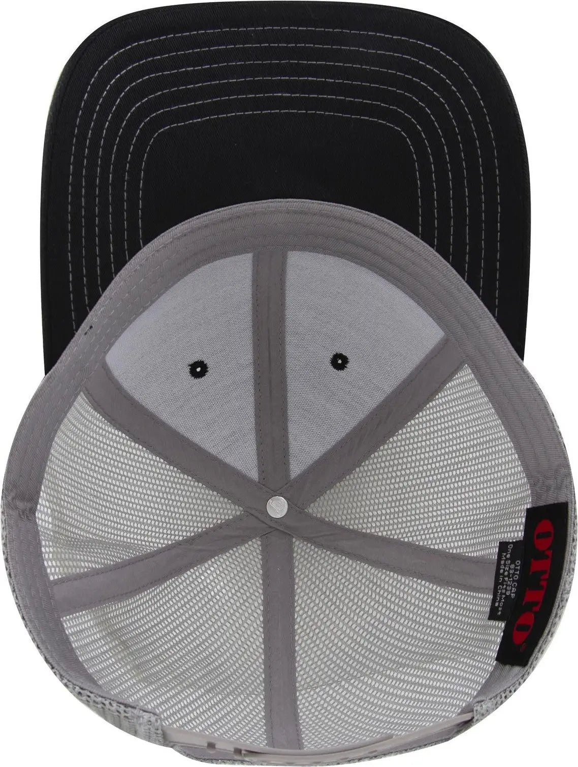 Otto 83-1239 6 Panel Low Profile Mesh Back Trucker Cap - Blk/blk/gry - 1/2’’ - 7 5/8’’