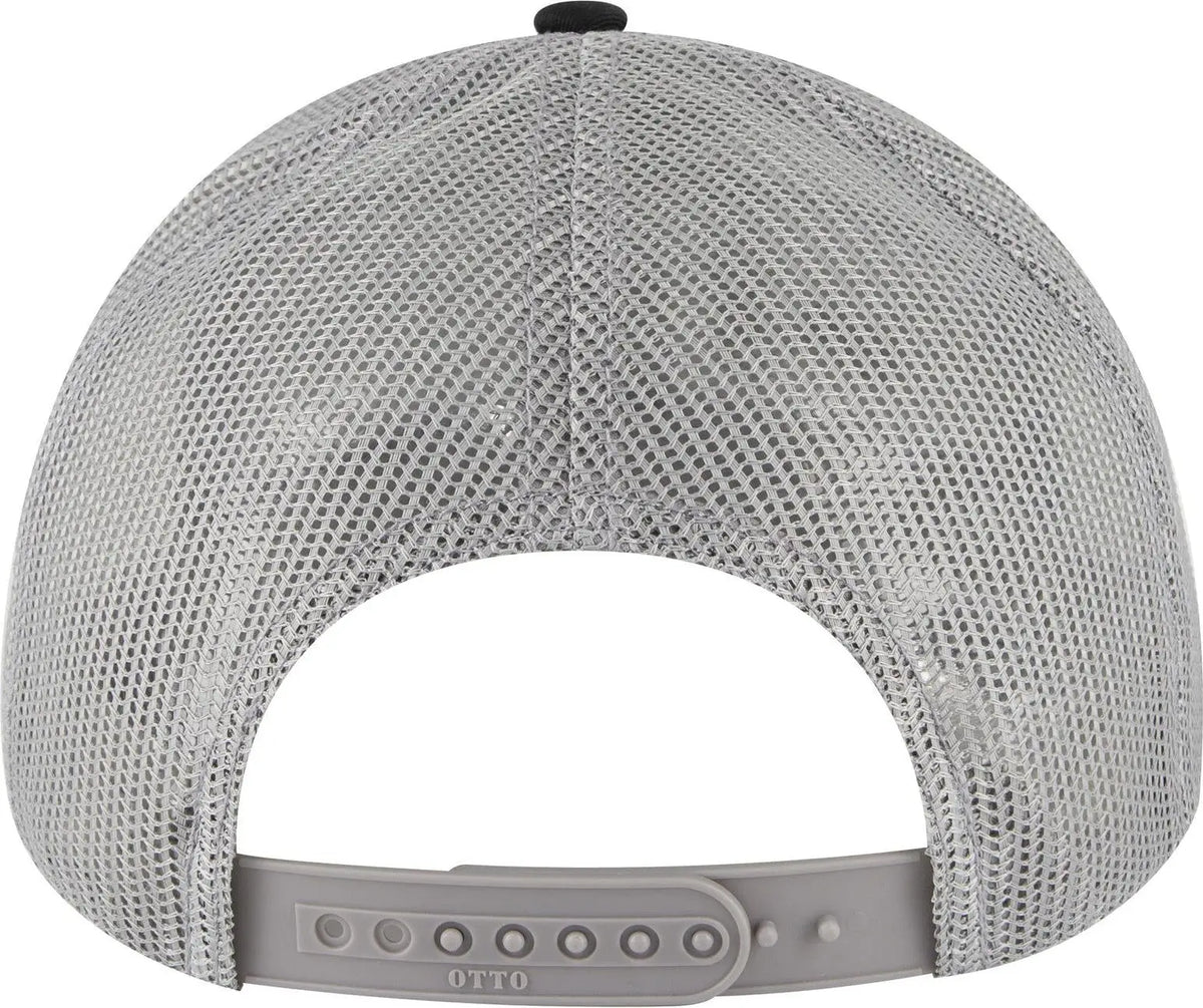 Otto 83-1239 6 Panel Low Profile Mesh Back Trucker Cap - Blk/blk/gry - 1/2’’ - 7 5/8’’