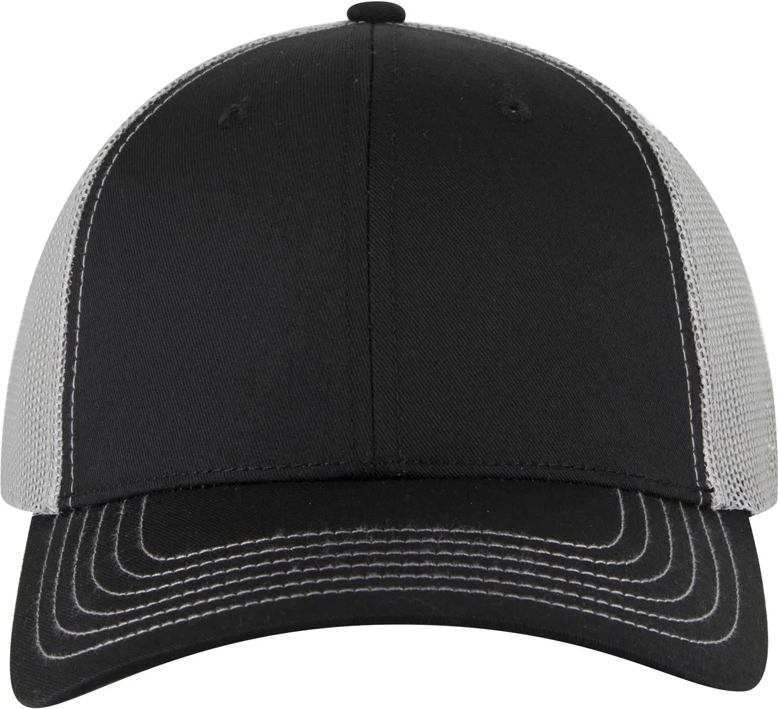 Otto 83-1239 6 Panel Low Profile Mesh Back Trucker Cap - Blk/blk/gry - 1/2’’ - 7 5/8’’