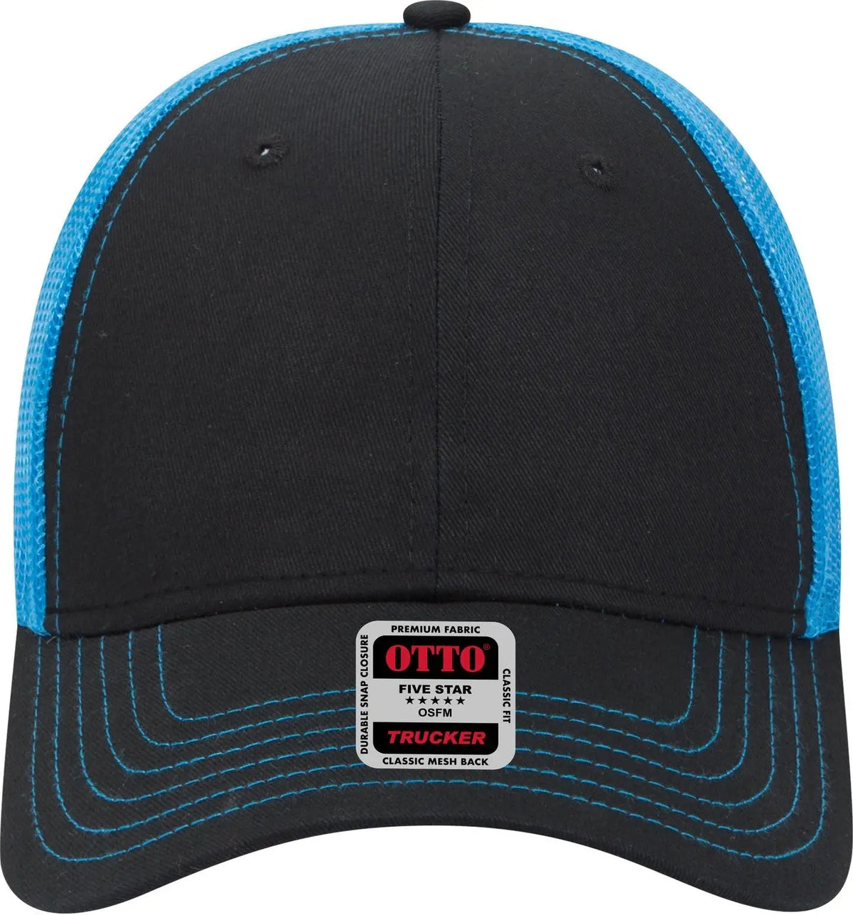 Otto 83-1239 6 Panel Low Profile Mesh Back Trucker Cap - Blk/blk/n.blue - 1/2’’ - 7 5/8’’