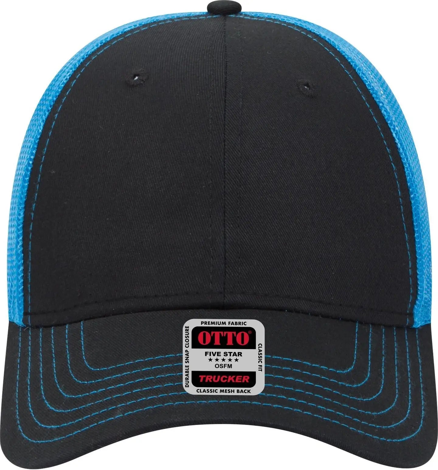 Otto 83-1239 6 Panel Low Profile Mesh Back Trucker Cap - Blk/blk/n.blue - 1/2’’ - 7 5/8’’