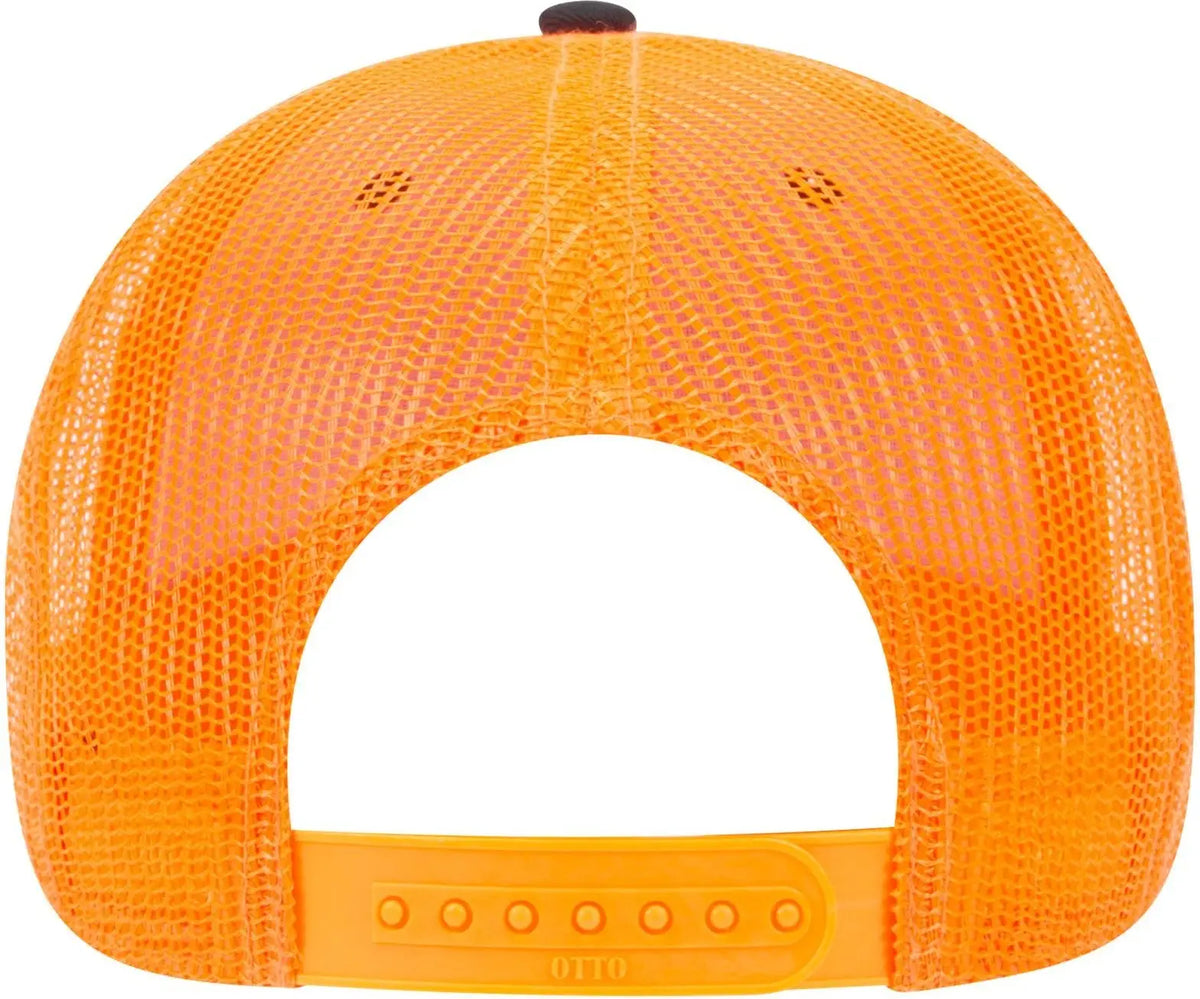 Otto 83-1239 6 Panel Low Profile Mesh Back Trucker Cap - Blk/blk/n Org - 1/2’’ - 7 5/8’’