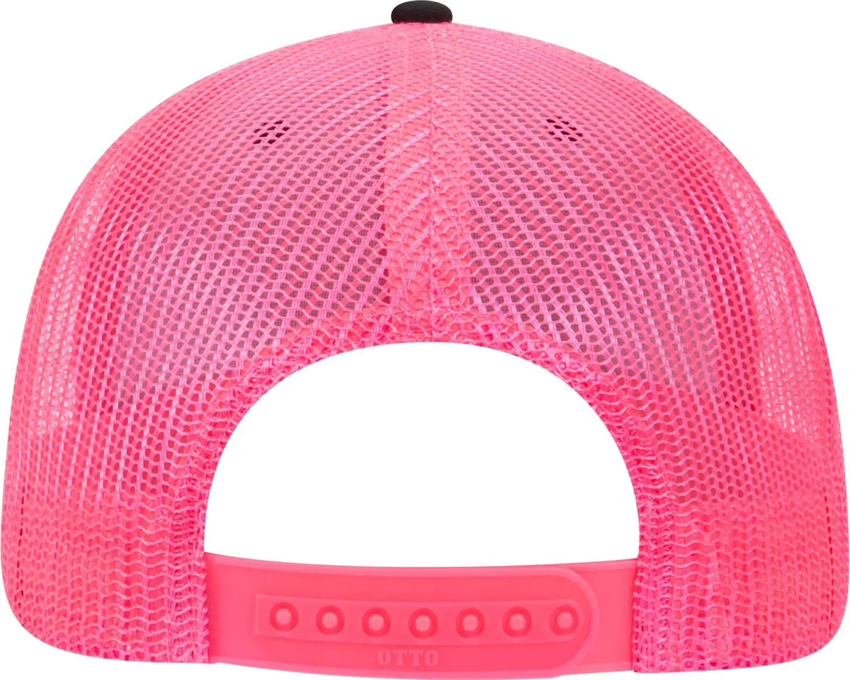 Otto 83-1239 6 Panel Low Profile Mesh Back Trucker Cap - Blk/blk/n.pnk - 1/2’’ - 7 5/8’’