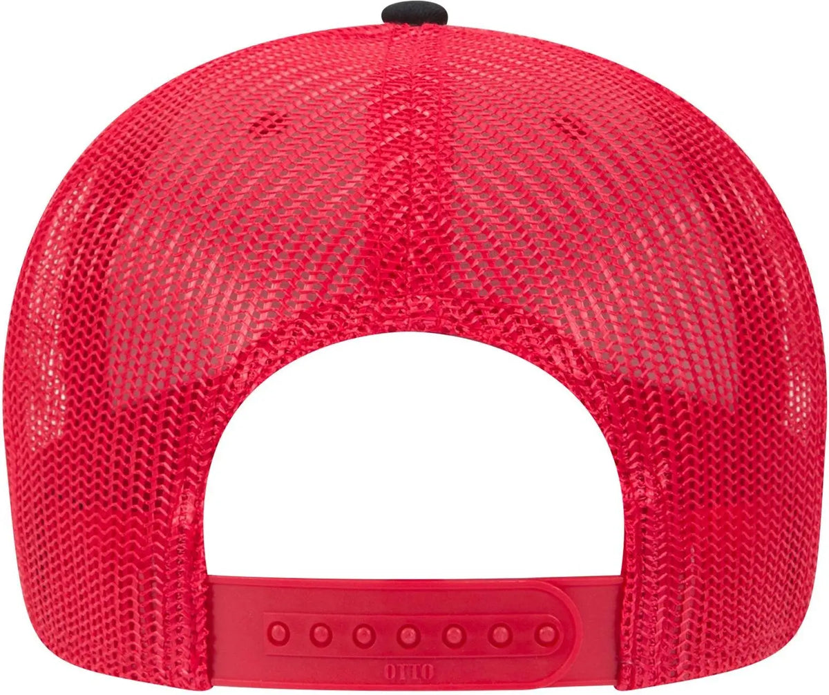 Otto 83-1239 6 Panel Low Profile Mesh Back Trucker Cap - Blk/blk/red - 1/2’’ - 7 5/8’’
